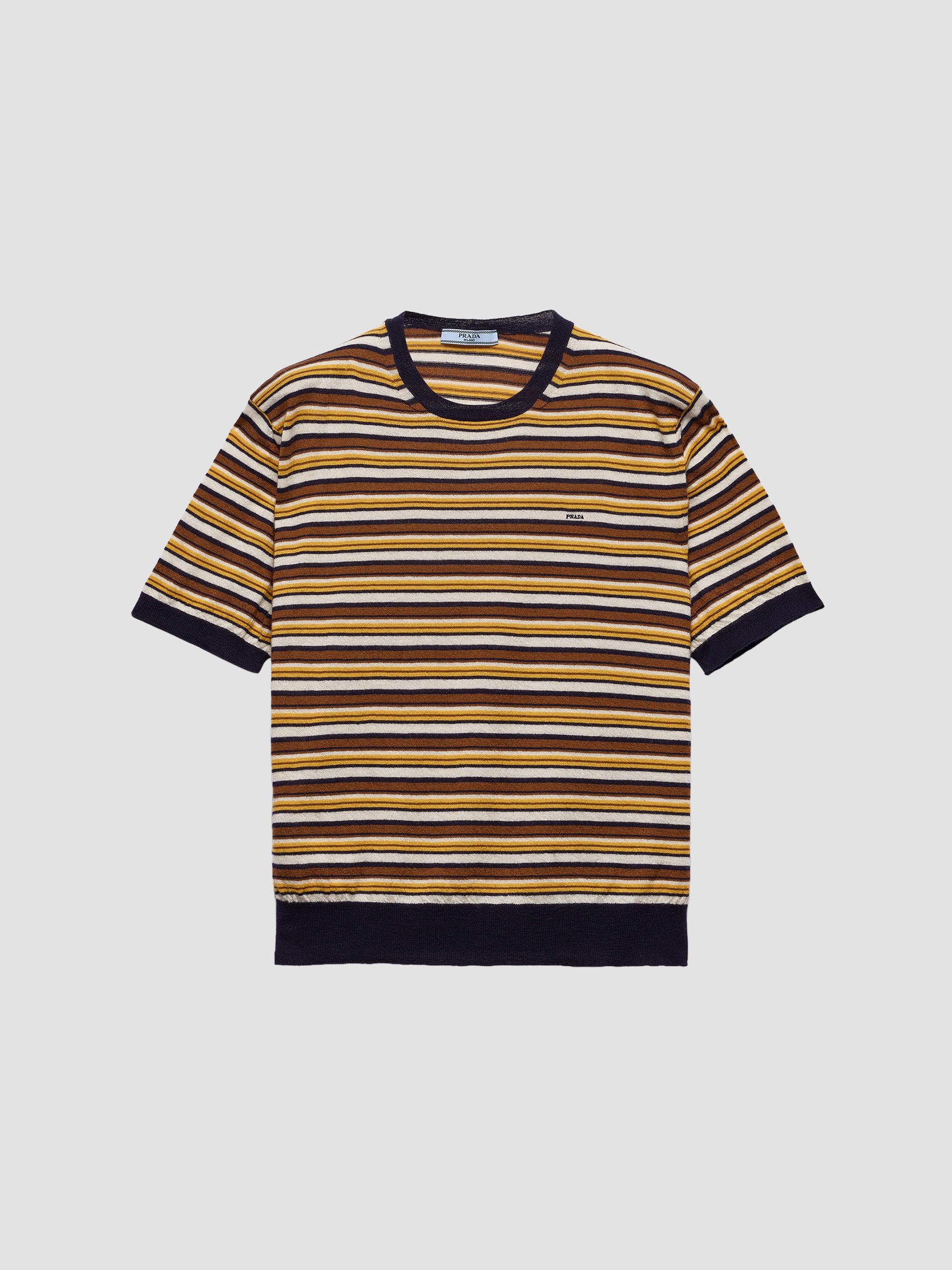 Prada Short-Sleeved Striped Cashmere Sweater | Saks Fifth Avenue
