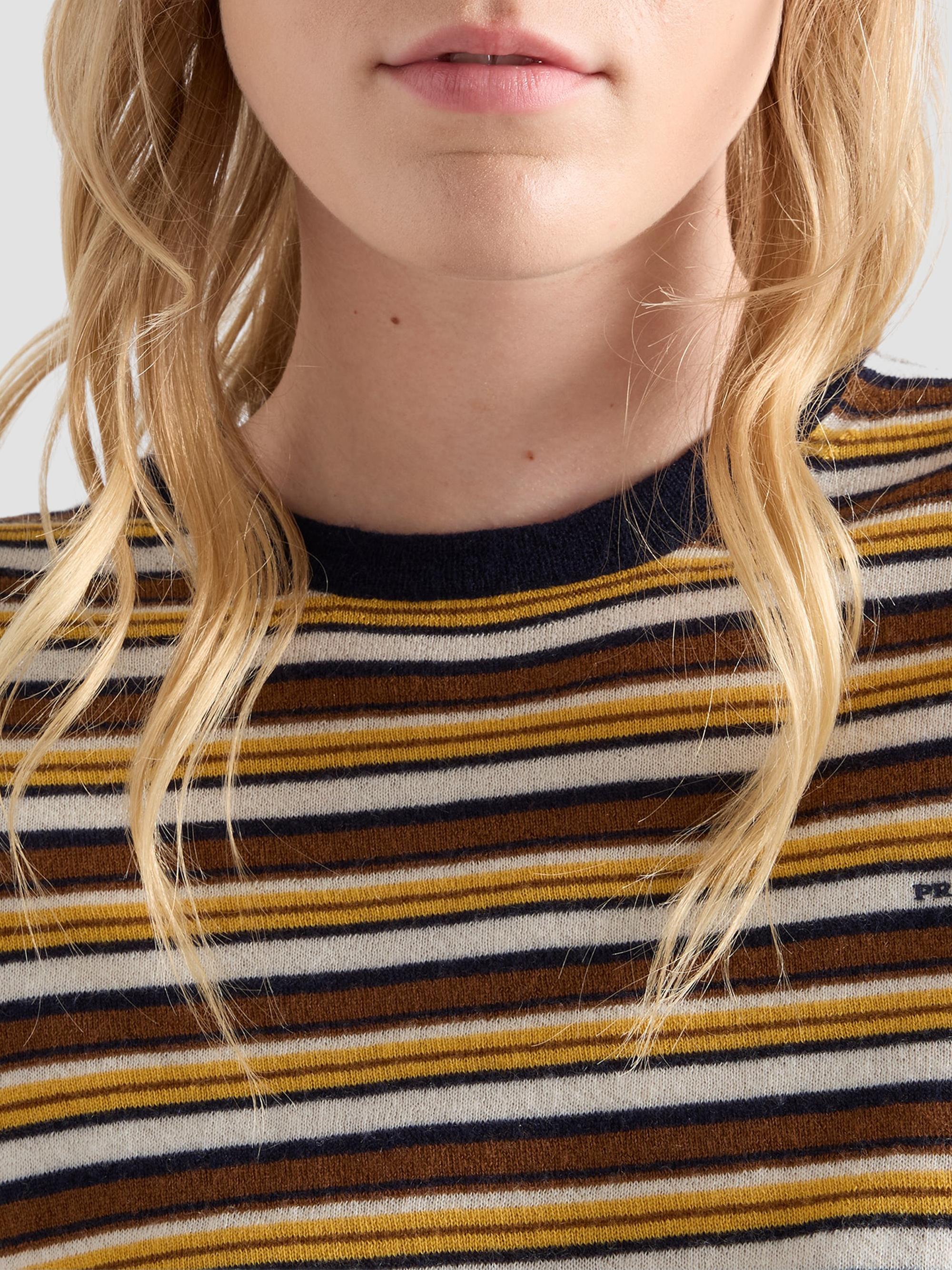 Prada Short-Sleeved Striped Cashmere Sweater | Saks Fifth Avenue