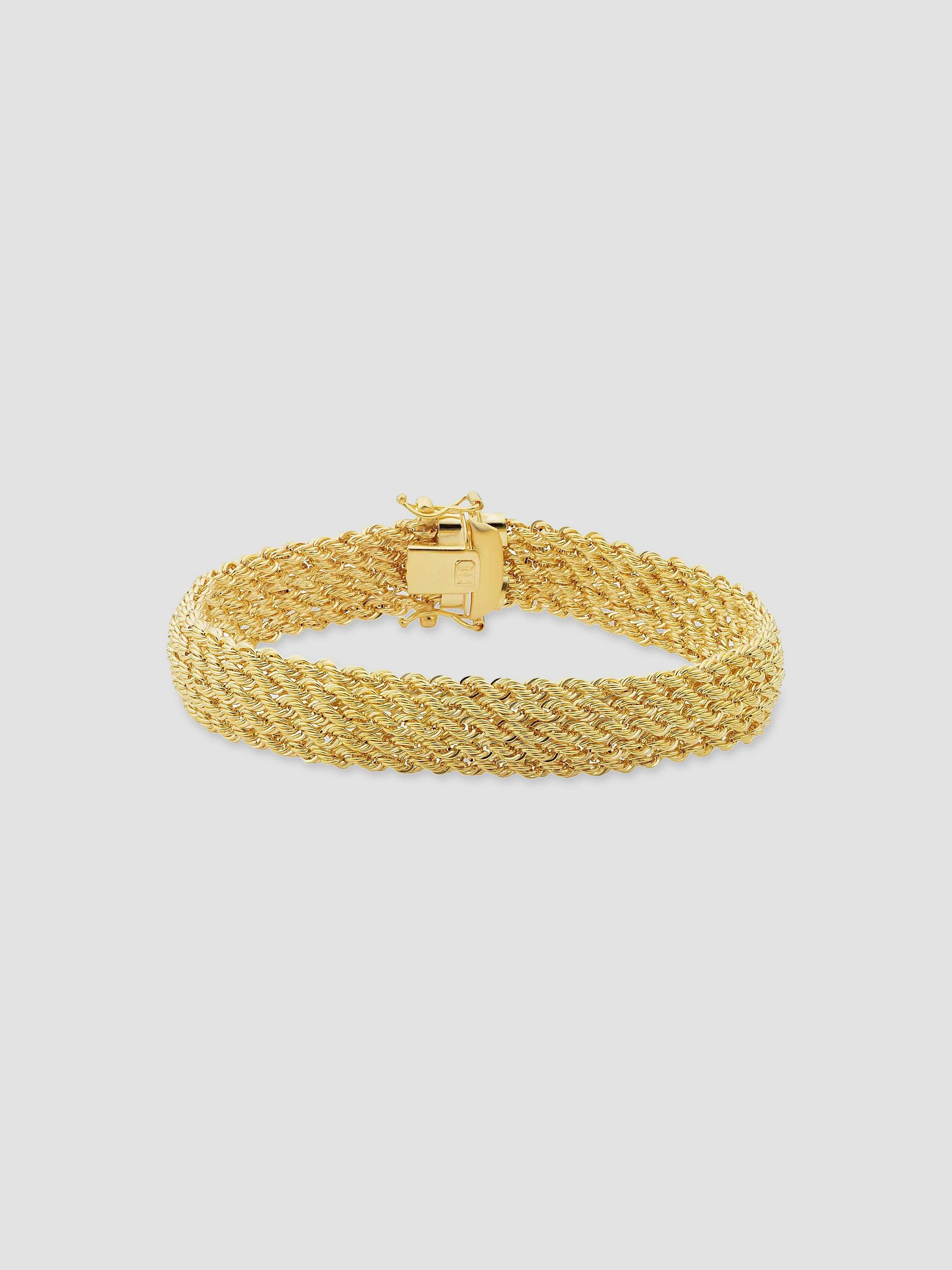 Oradina Women's 14K Yellow Gold Roman Rope Quartet Bracelet - Gold - Size 7.75