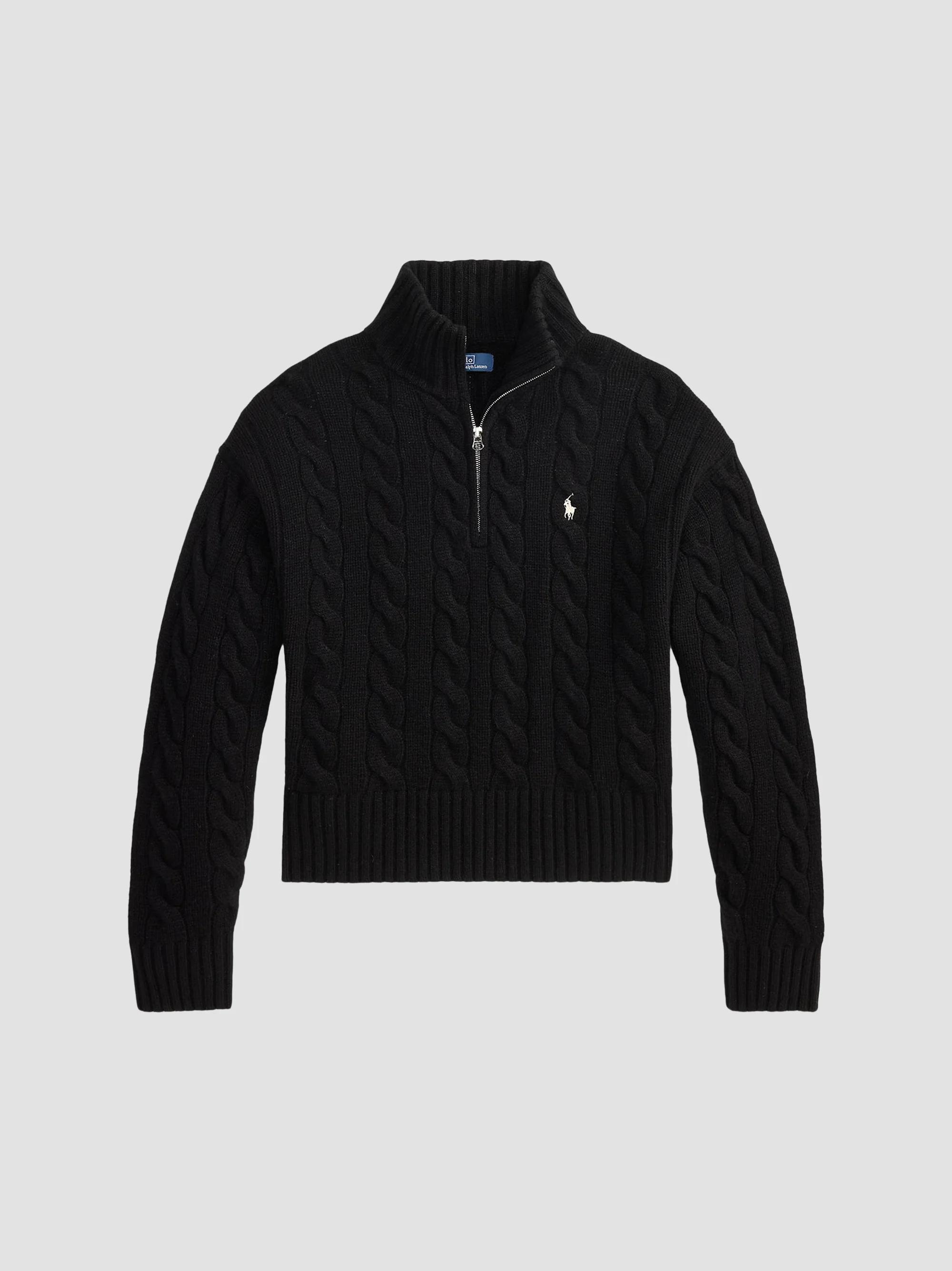 Polo Ralph Lauren Logo-Embroidered Wool-Blend Cable-Knit Cardigan