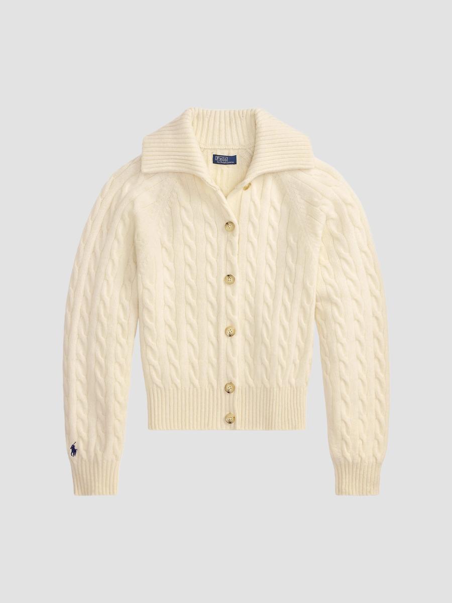 Polo Ralph Lauren Women's Cable-knit Wool-cashmere Cardigan In Neutral