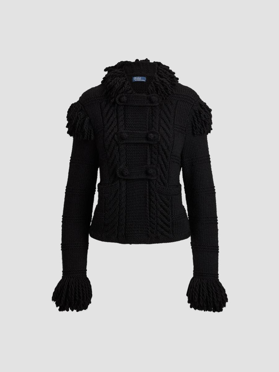 Polo Ralph Lauren Women's Cable-knit Wool Cardigan In Black