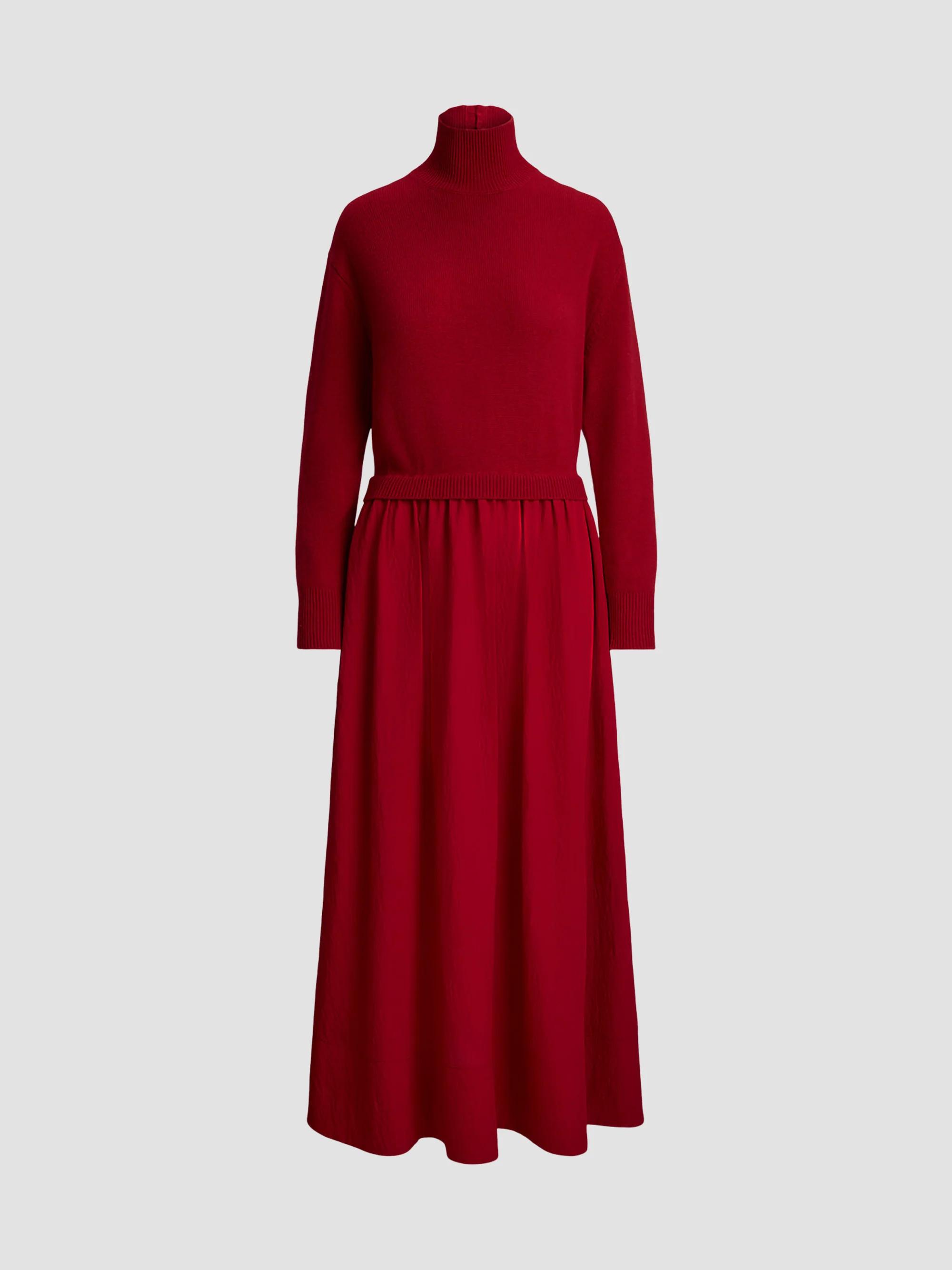 【M】French Sleeve Polo Long Dress Polo Ralph Lauren Fair-Isle Sweater Pleated Midi Dress | Saks