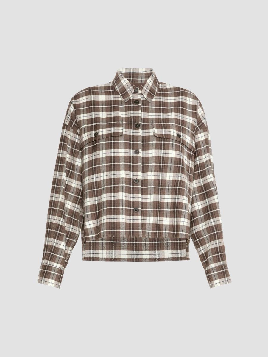 Weekend Max Mara Women's Wool And Cotton Flannel Shirt In Brown