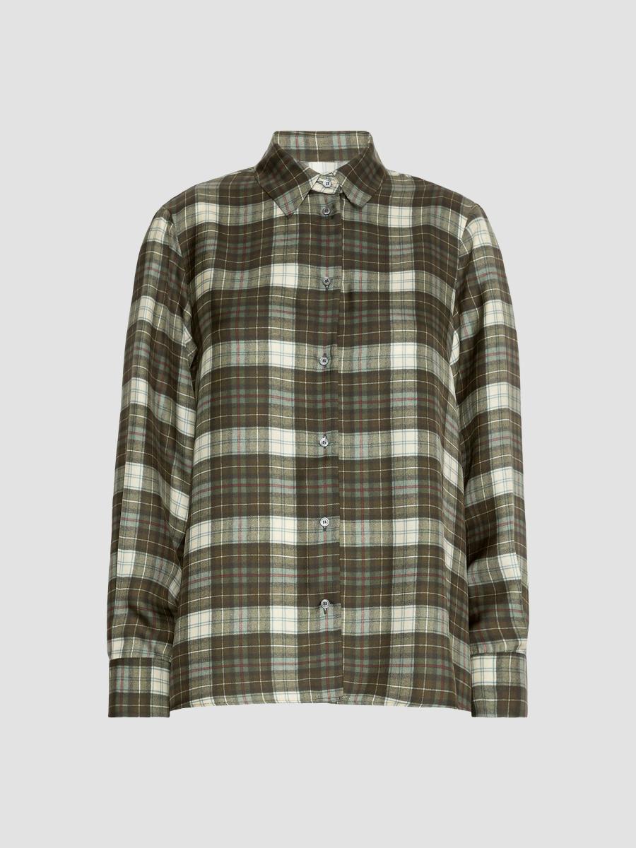 Weekend Max Mara Women's Checked Silk Twill Shirt In Kakhi