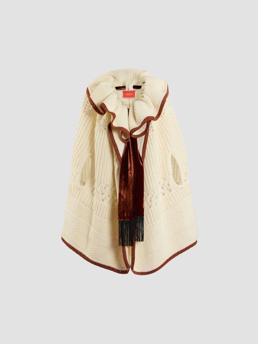 La Doublej Women's The Weaver Long Cape In White Brown