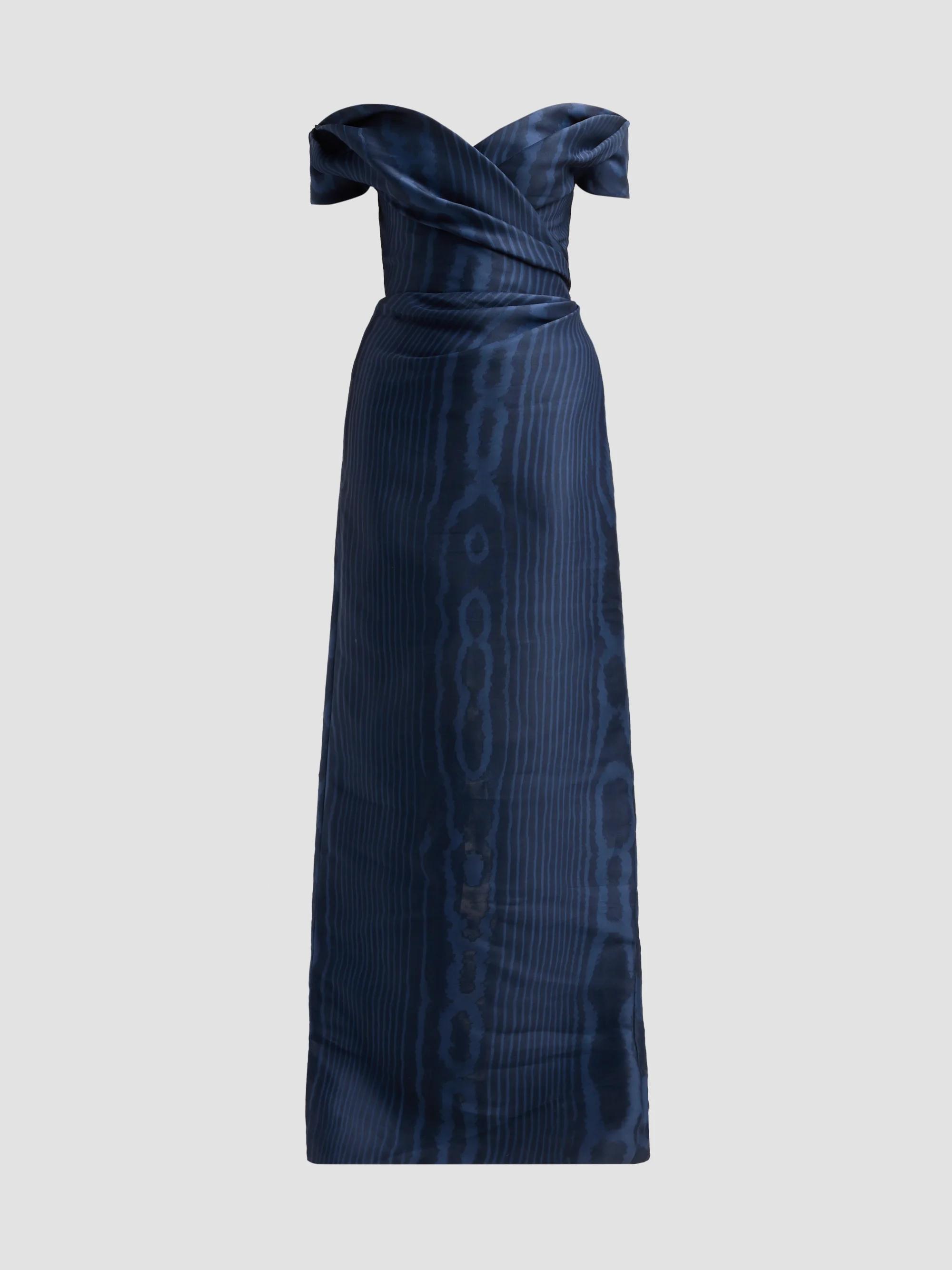 Women's Moire Silk Off-the-Shoulder Gown