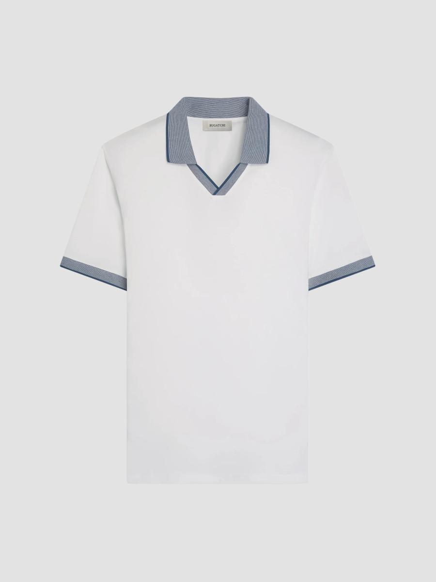 Bugatchi Men's Contrast-trim Pima Cotton Polo Shirt In White