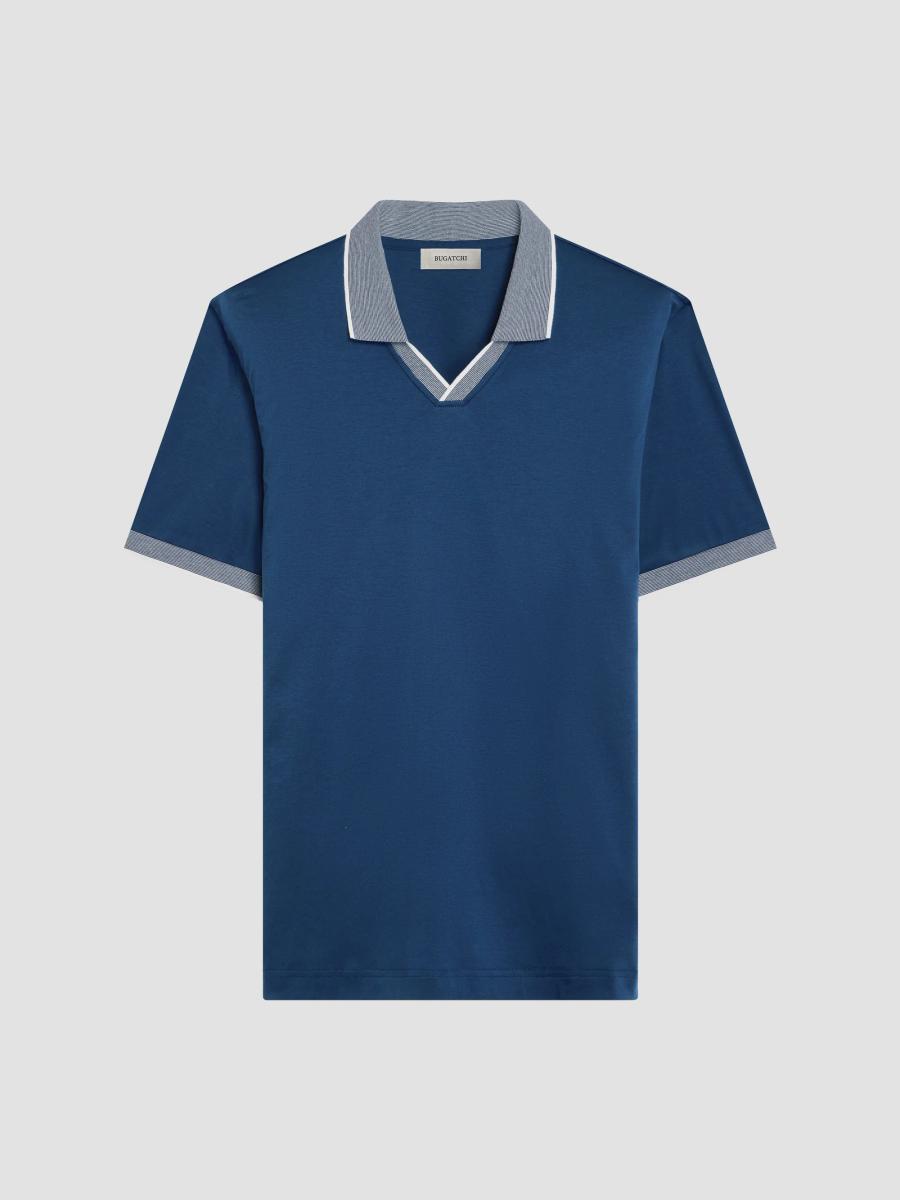 Bugatchi Men's Contrast-trim Pima Cotton Polo Shirt In Blue