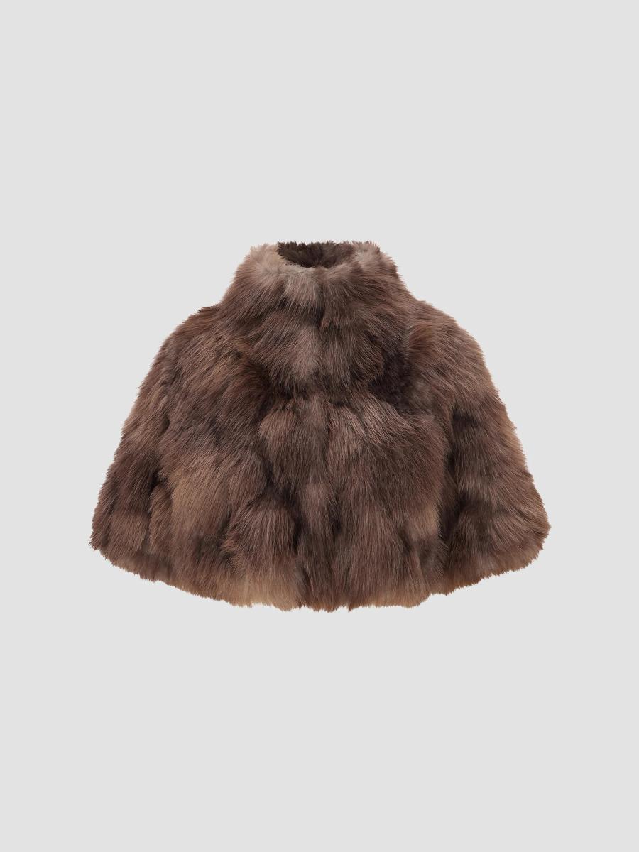 Lyla Grant Women's Fox Bolero Coat In Brown