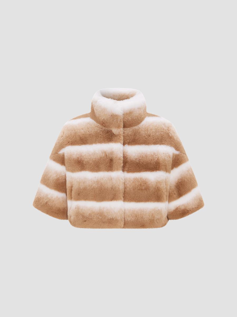 Lyla Grant Women's Chinchilla Bolero Coat In Beige Chinch