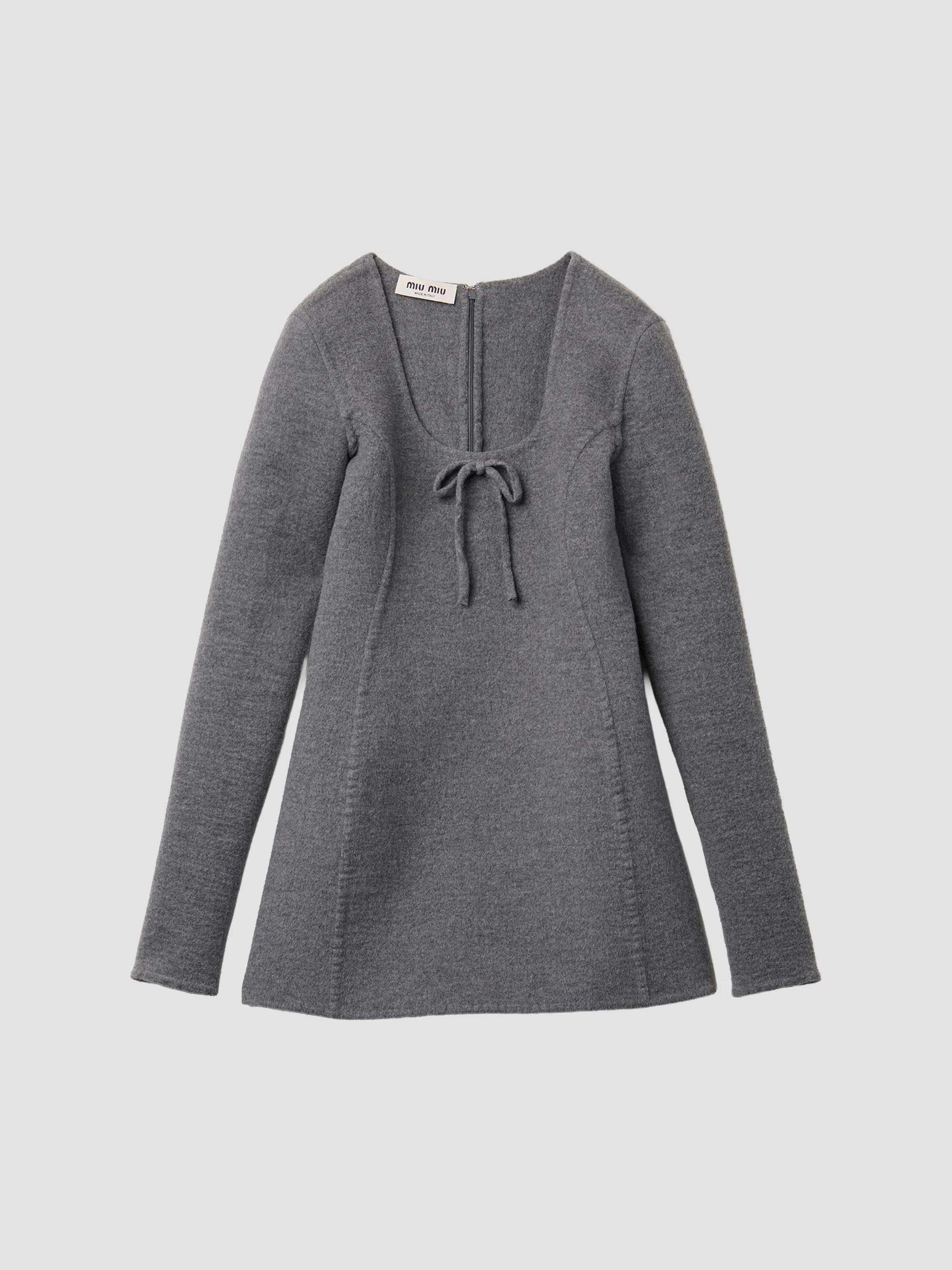 miu miu grey dress with lace Ribbed Jersey and apricot