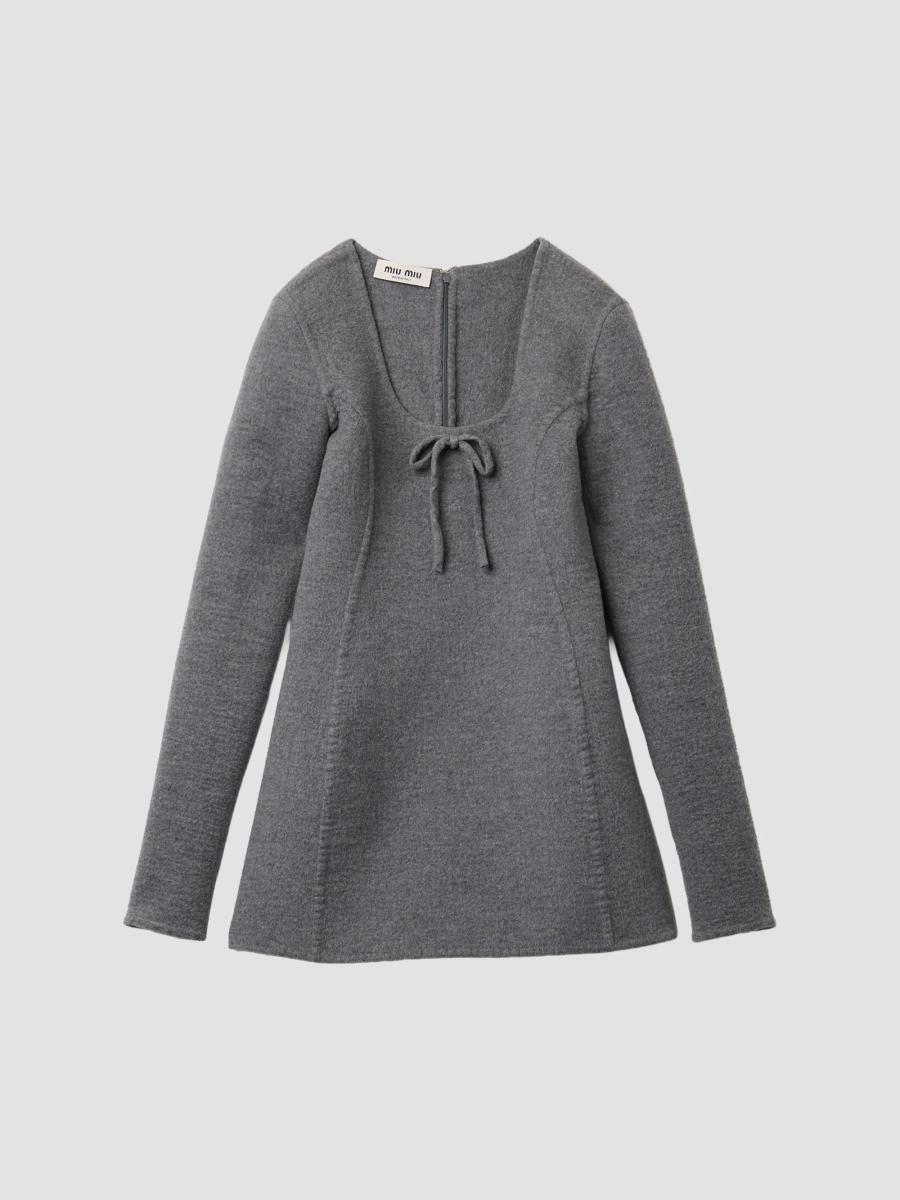 Miu Miu Women's Double Wool Dress In Grey