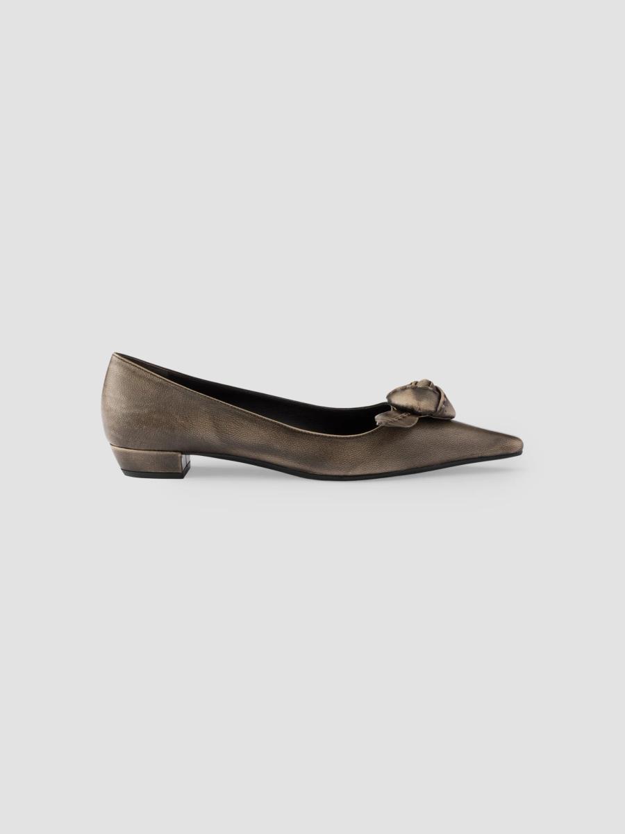 Prada Women's Leather Ballerinas In Beige Brown