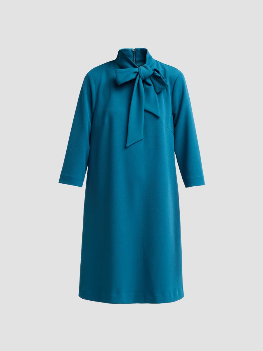 Ming Wang Women's Amica Tineck Crepe Shift Mini Dress In Deep Teal