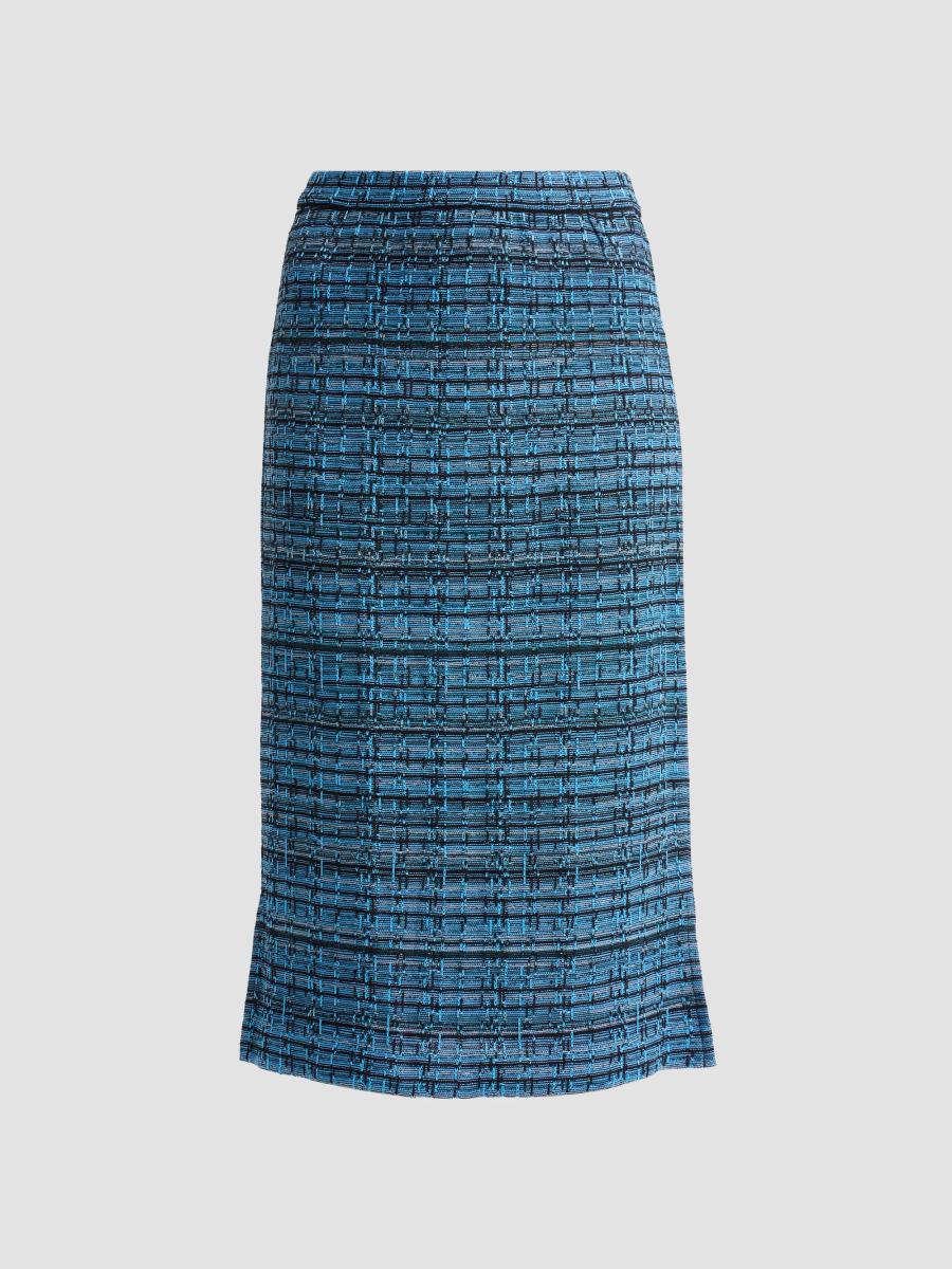 Ming Wang Women's Tweed Checked Pencil Midi Skirt In Deep Teal