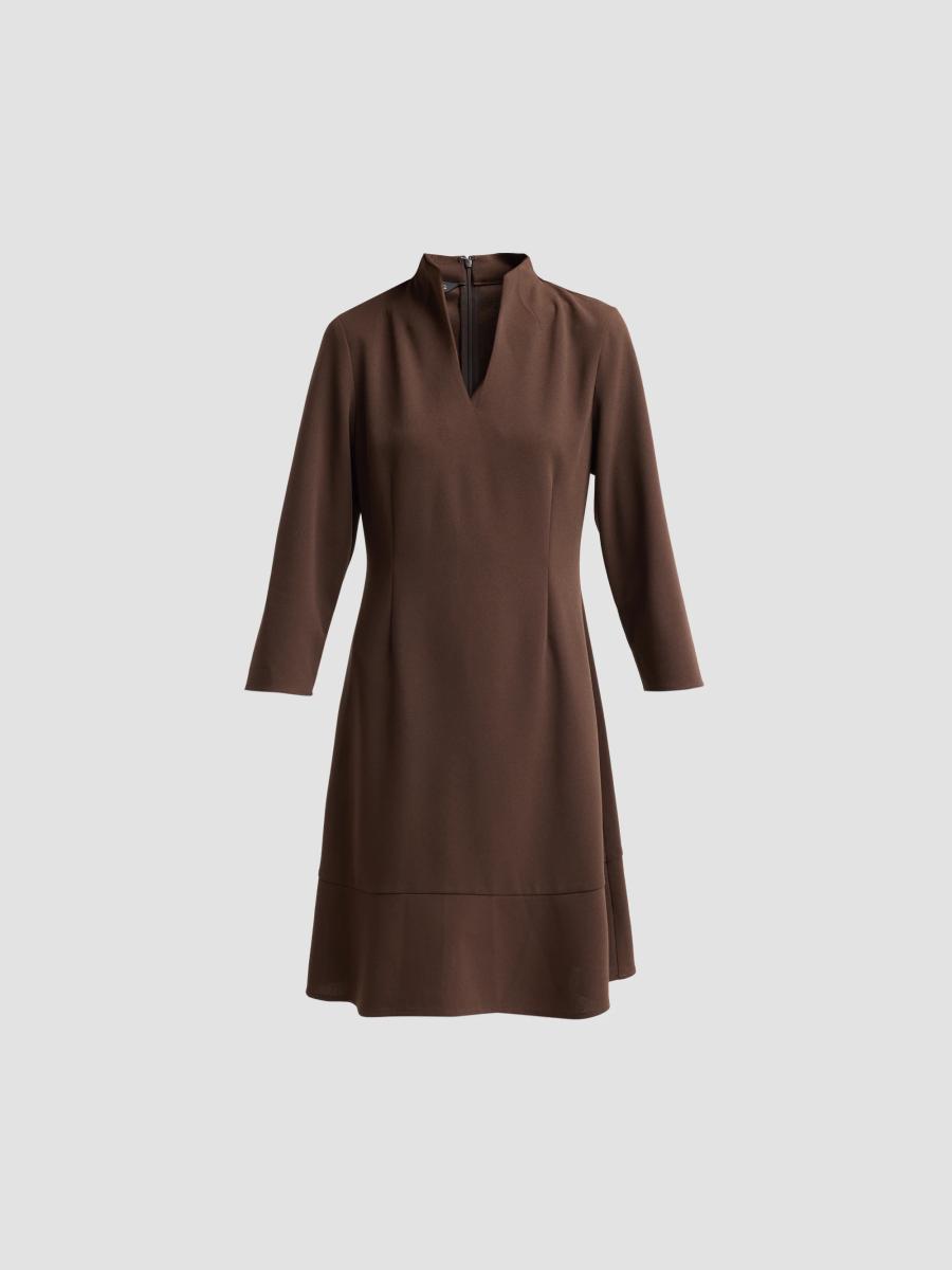 Ming Wang Women's Stretch Deco Crepe Knee-length Dress In Dark Umber