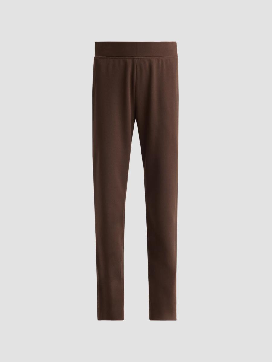 Ming Wang Women's Deco Crepe Straight-leg Pants In Dark Umber