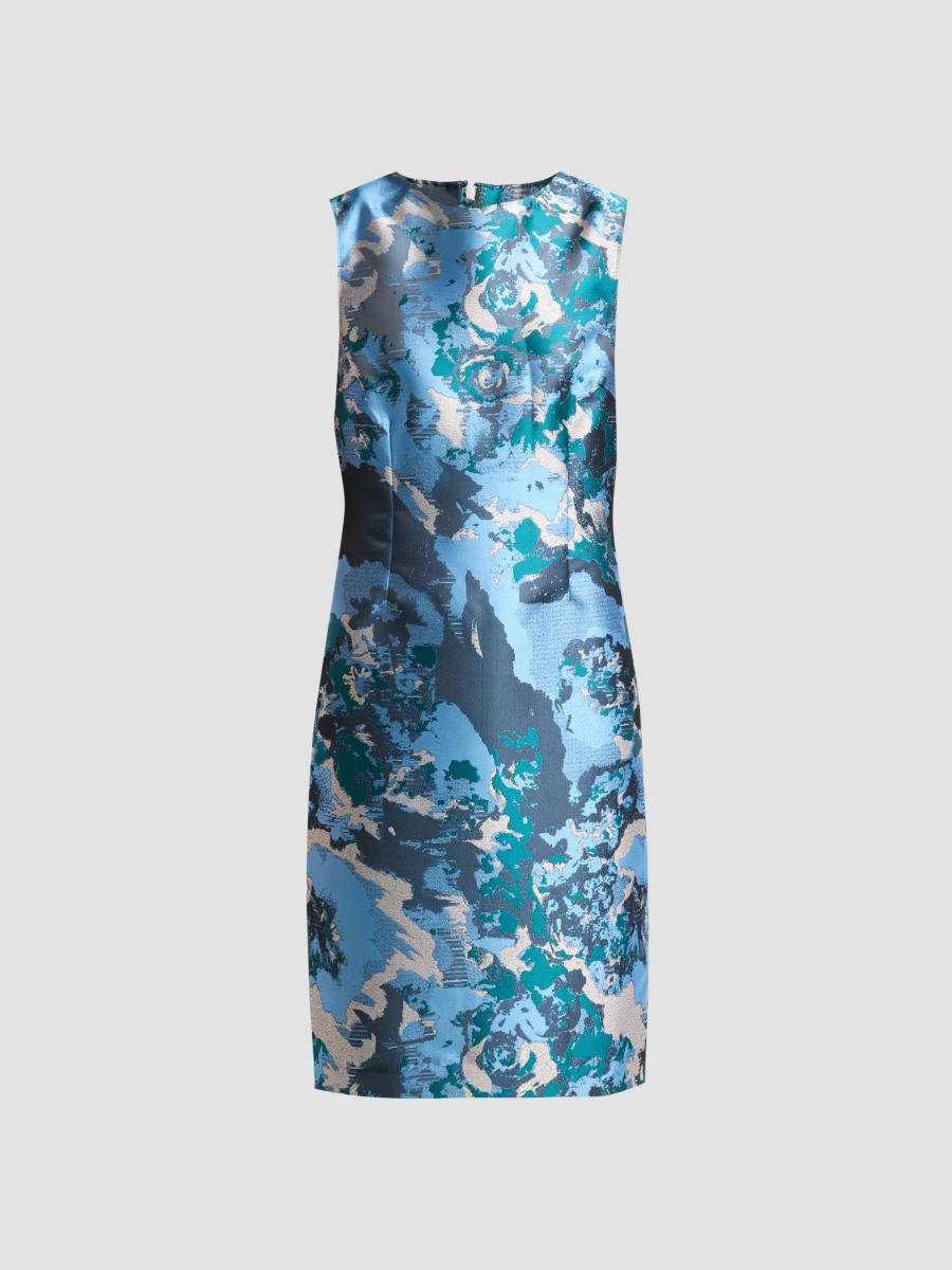Ming Wang Women's Abstract Jacquard Sheath Knee-length Dress In Deep Teal