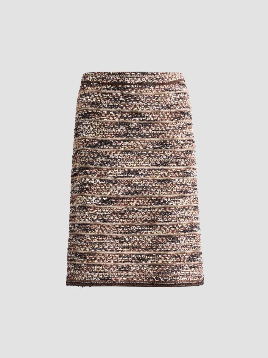Ming Wang Women's Eyelash Tweed Knit A-line Knee-length Skirt In Warm Taupe