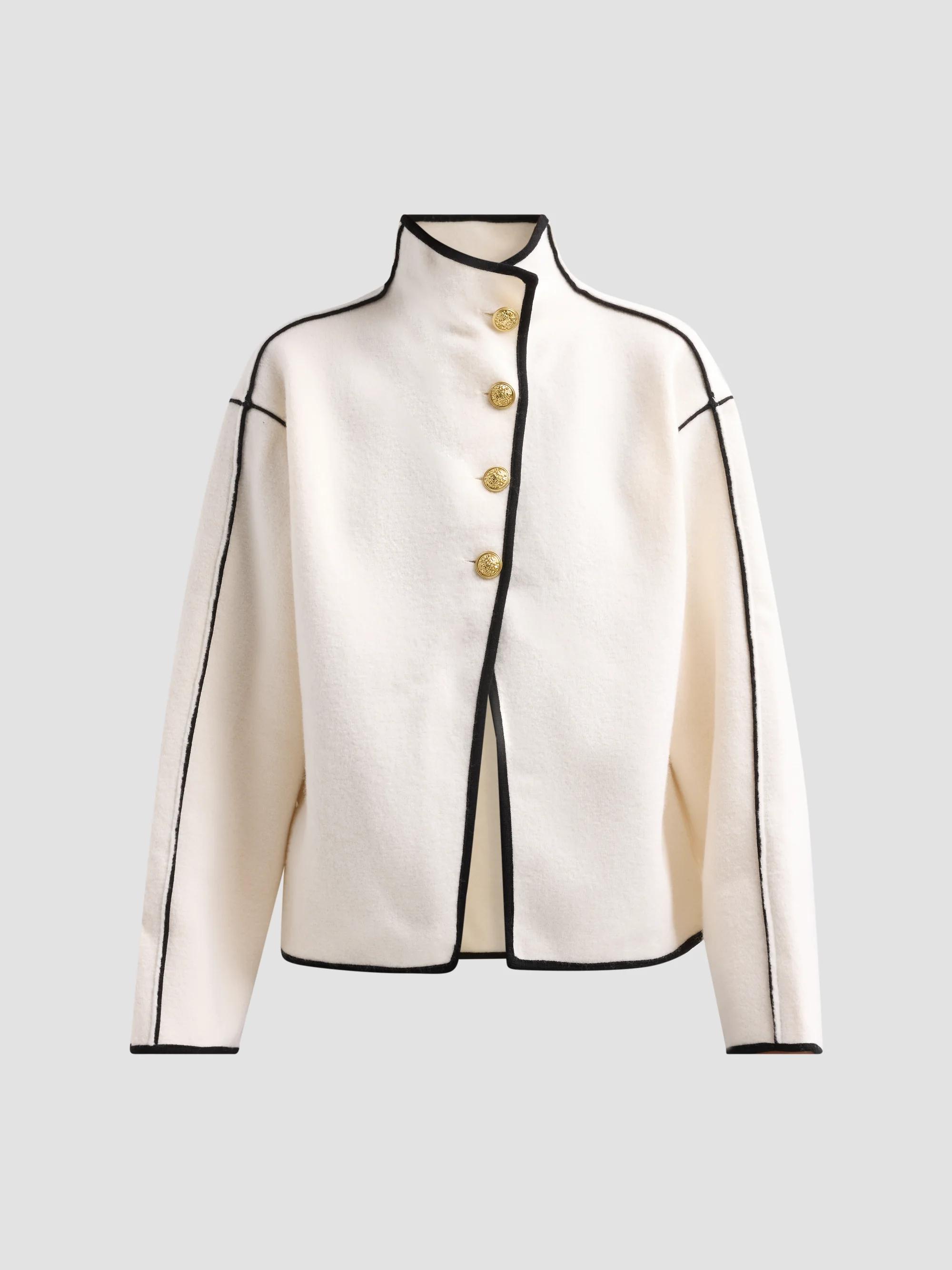 ALICE + OLIVIA Pearson Contrast-Trim Wool Sweater Jacket | Saks