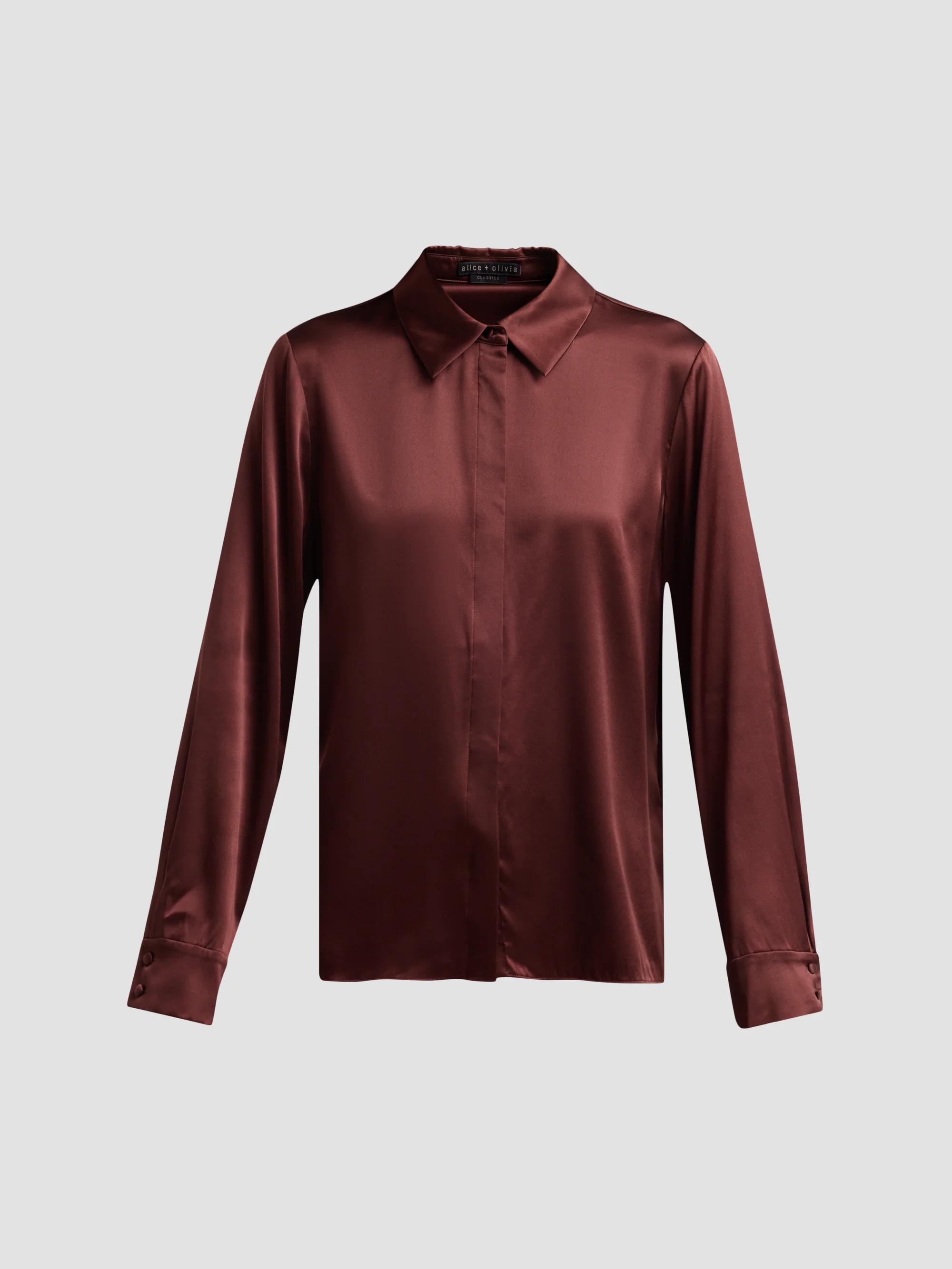 ALICE + OLIVIA Willa Stretch-Silk Shirt | Saks Fifth Avenue