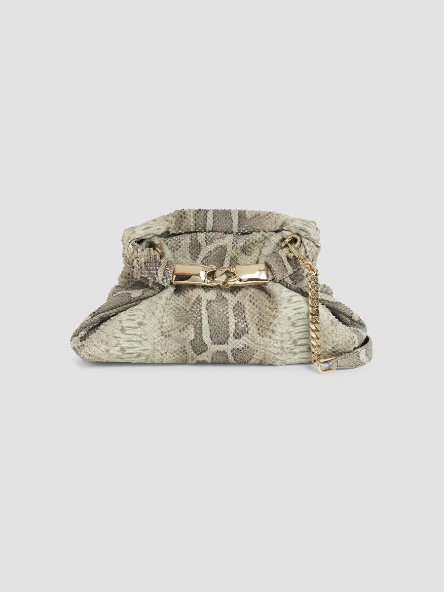 Balmain Women's Dinner At 8 Small Python-embossed Leather Clutch In Ecume