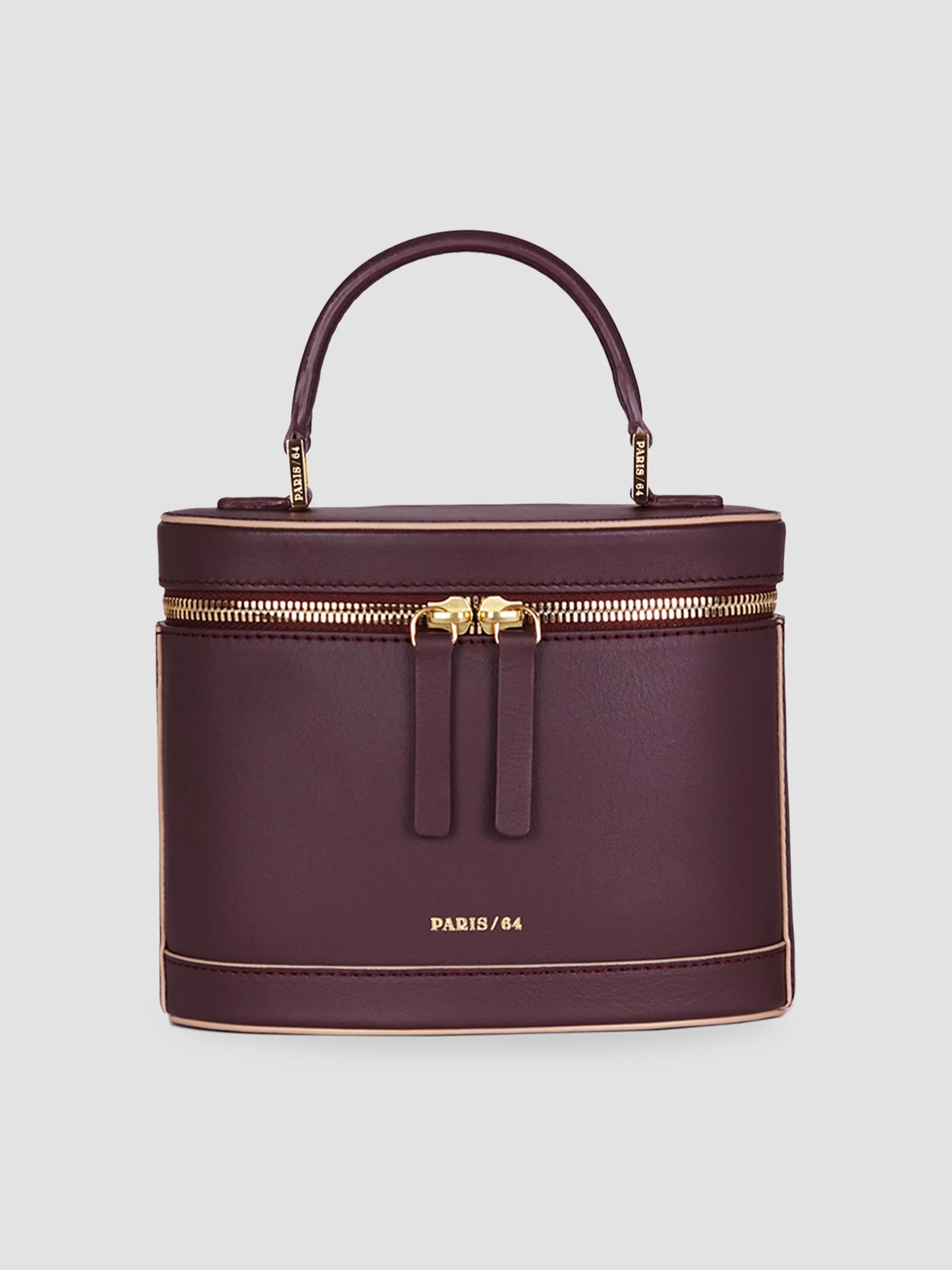 Women's Prismatic Leather Top Handle Bag - Burdeos