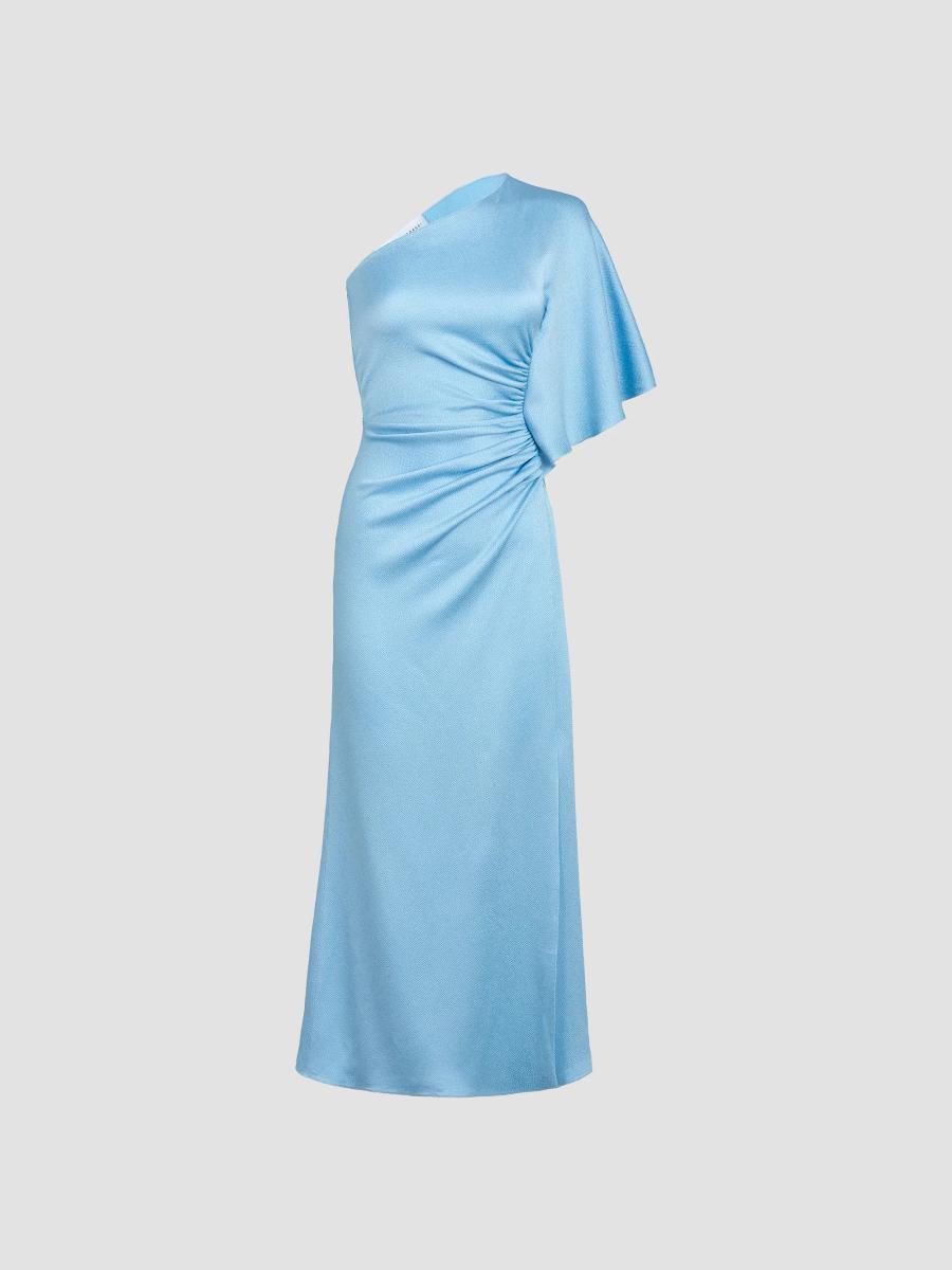 Silvia Tcherassi Women's Oby Ruched Satin One-shoulder Maxi Dress In Baby Blue