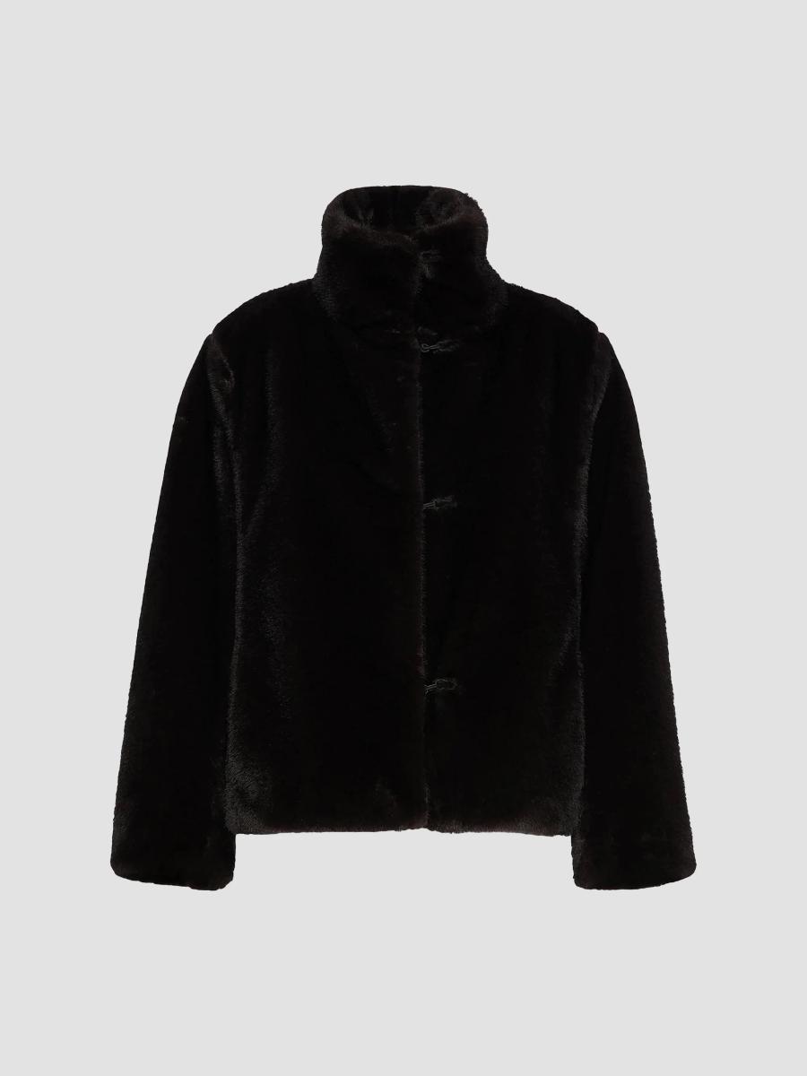 Max Mara Fluffy-textured Cropped Coat In Brown