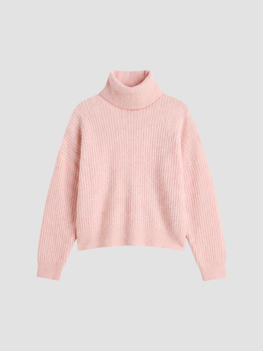 Good American Women's Holiday The Oversized Turtleneck Sweater In Blush