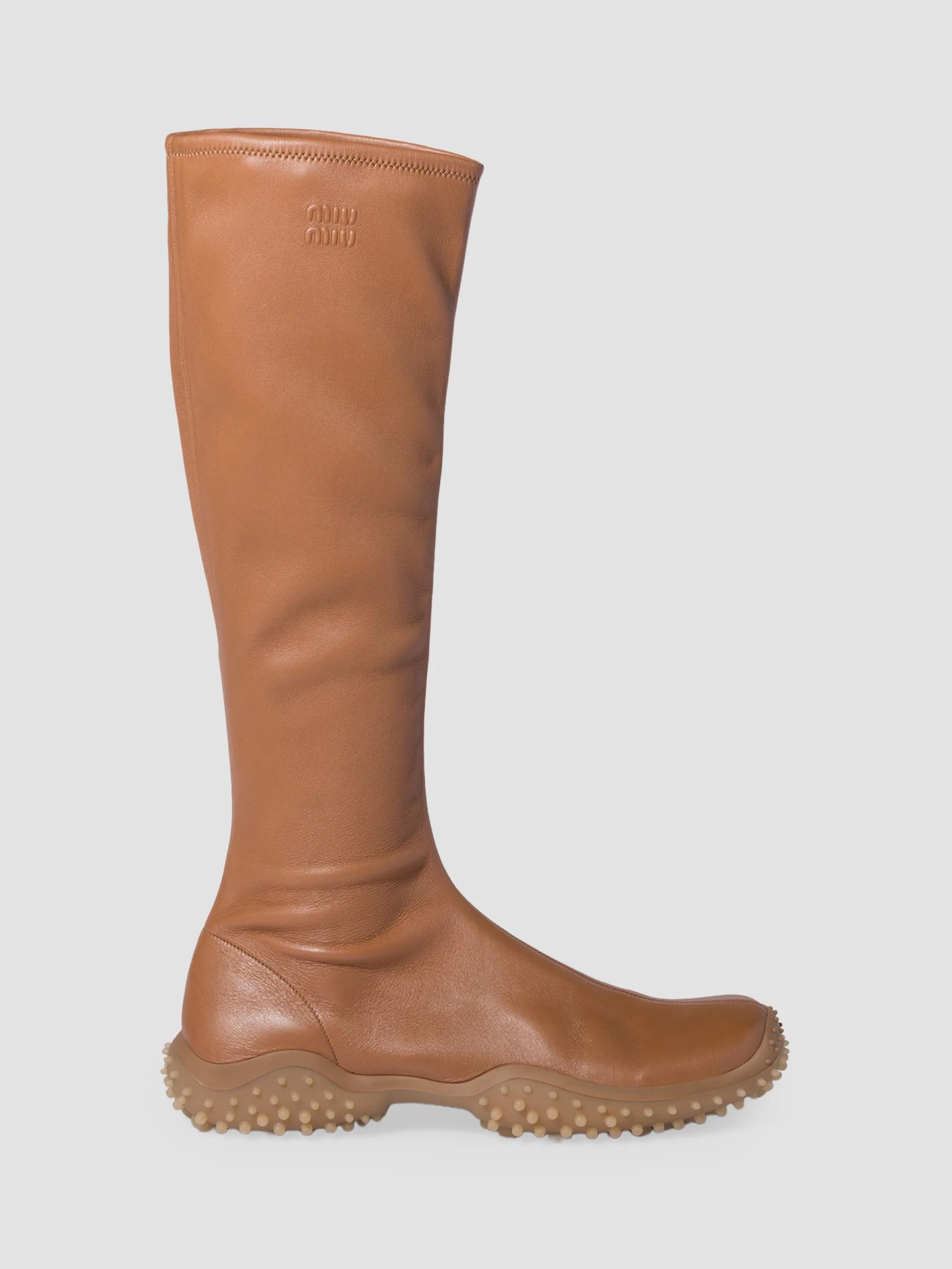 Miu Miu Fumé Leather Booties | Saks Fifth Avenue
