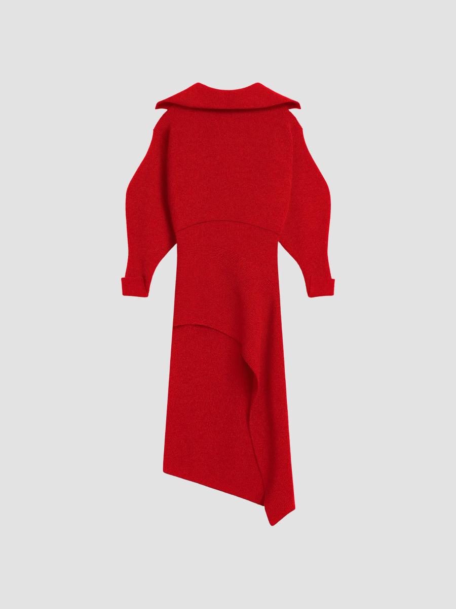 Givenchy Women's Slashed Midi Dress In Wool And Cashmere In Red