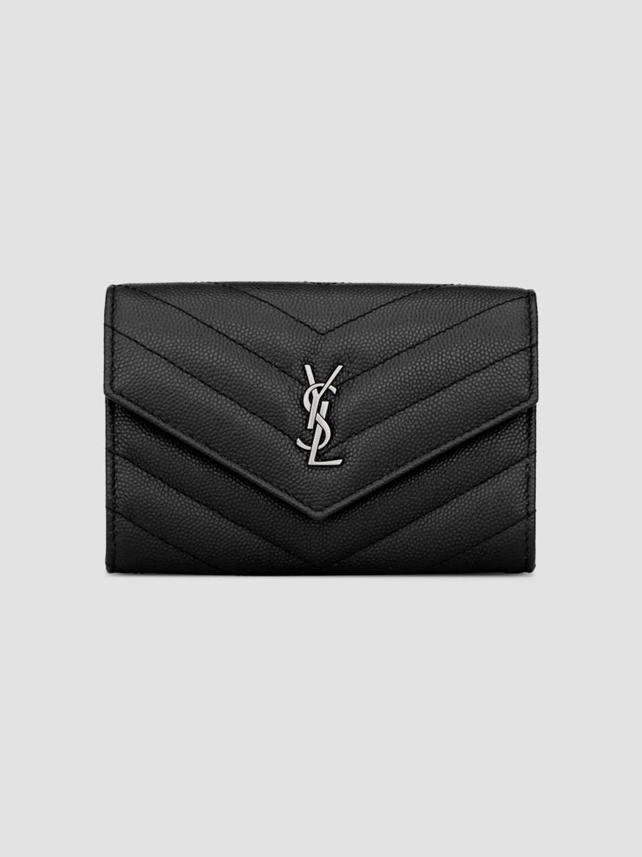 Saint Laurent Women's Cassandre Matelasse Small Envelope Wallet In Black