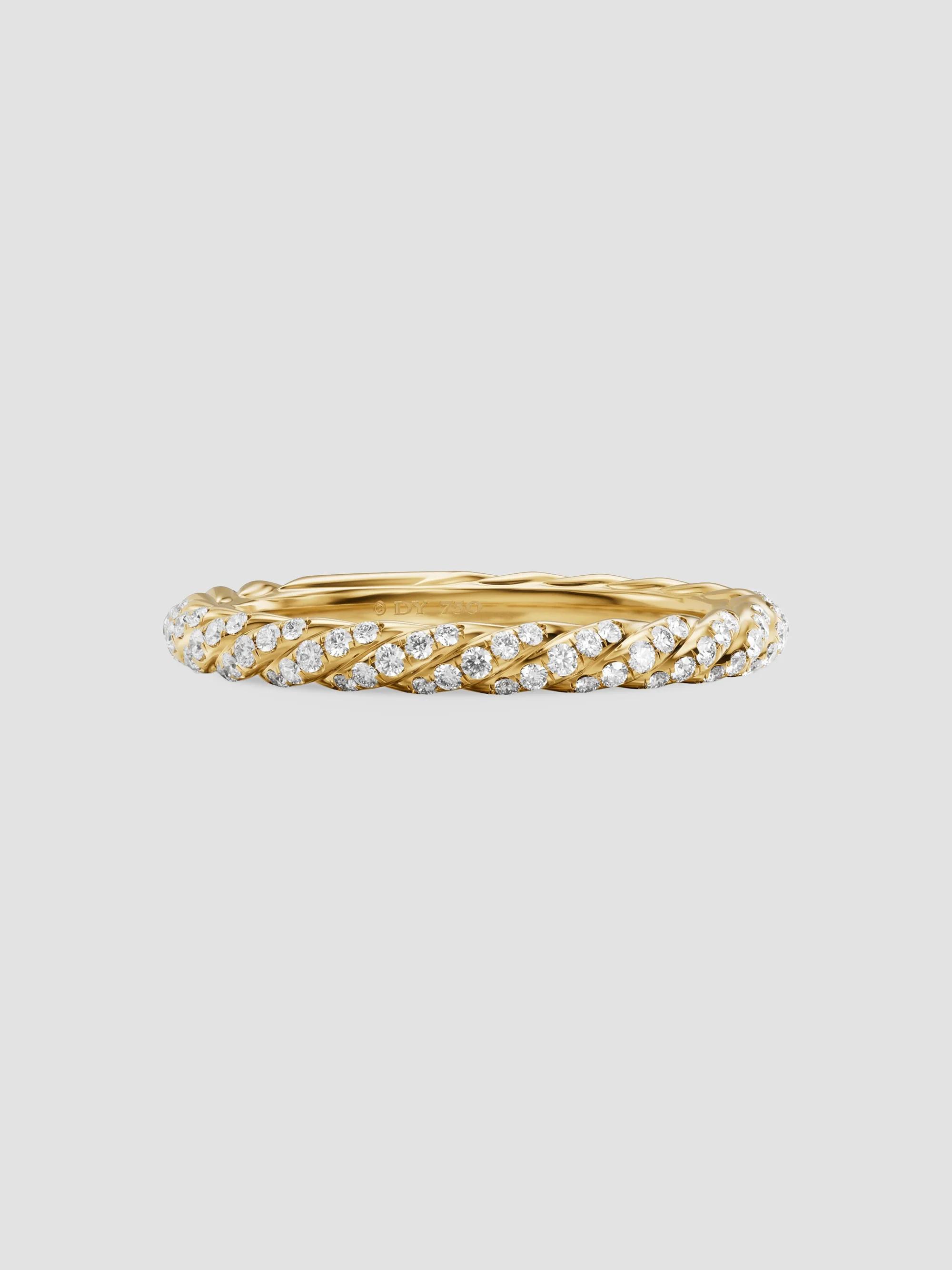 David Yurman Women's Petite Pave Band Ring in 18K Yellow Gold - Gold - Size 8