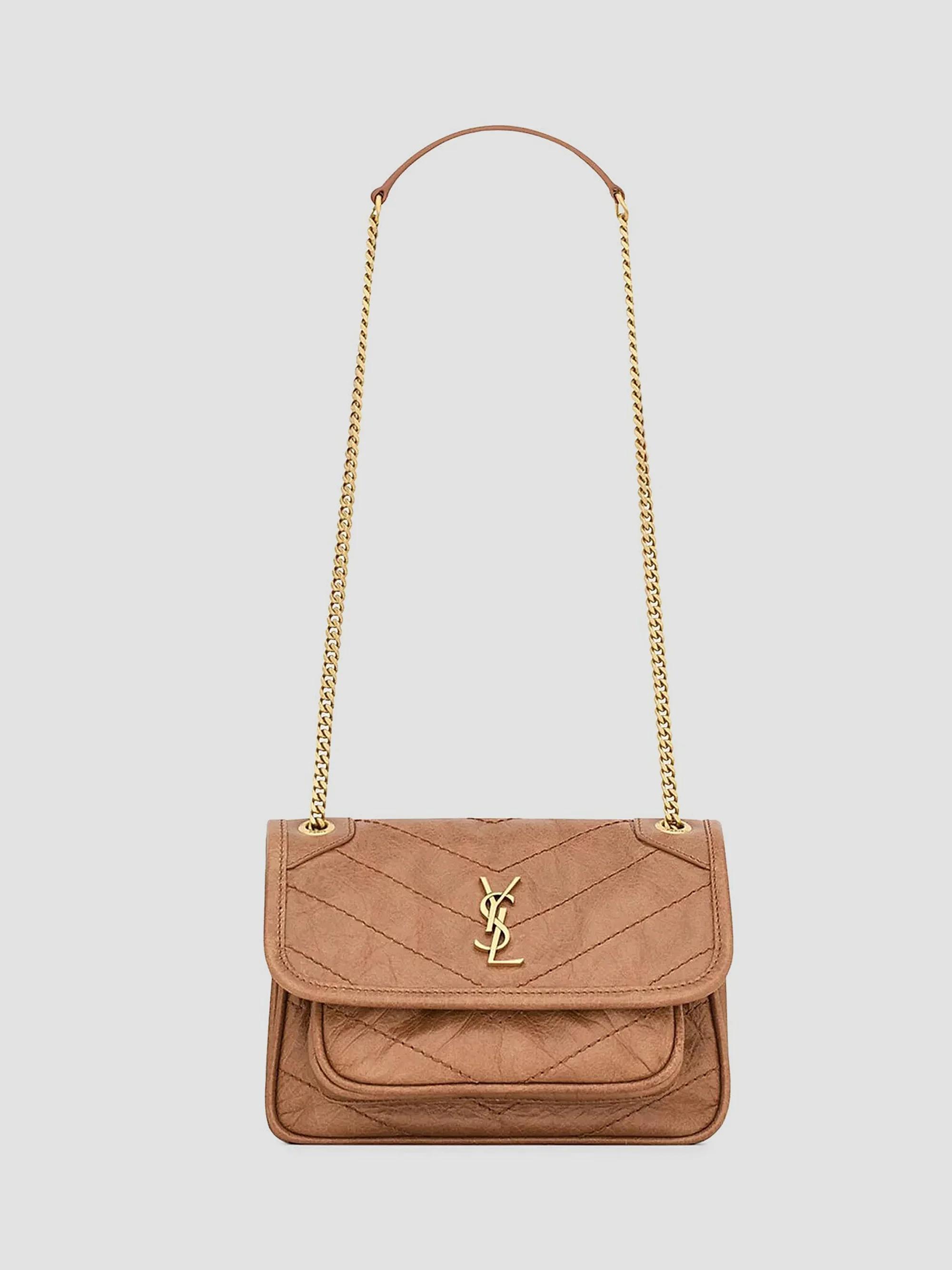 Saint Laurent Sunset Shoulder Bag in Crocodile Embossed Leather