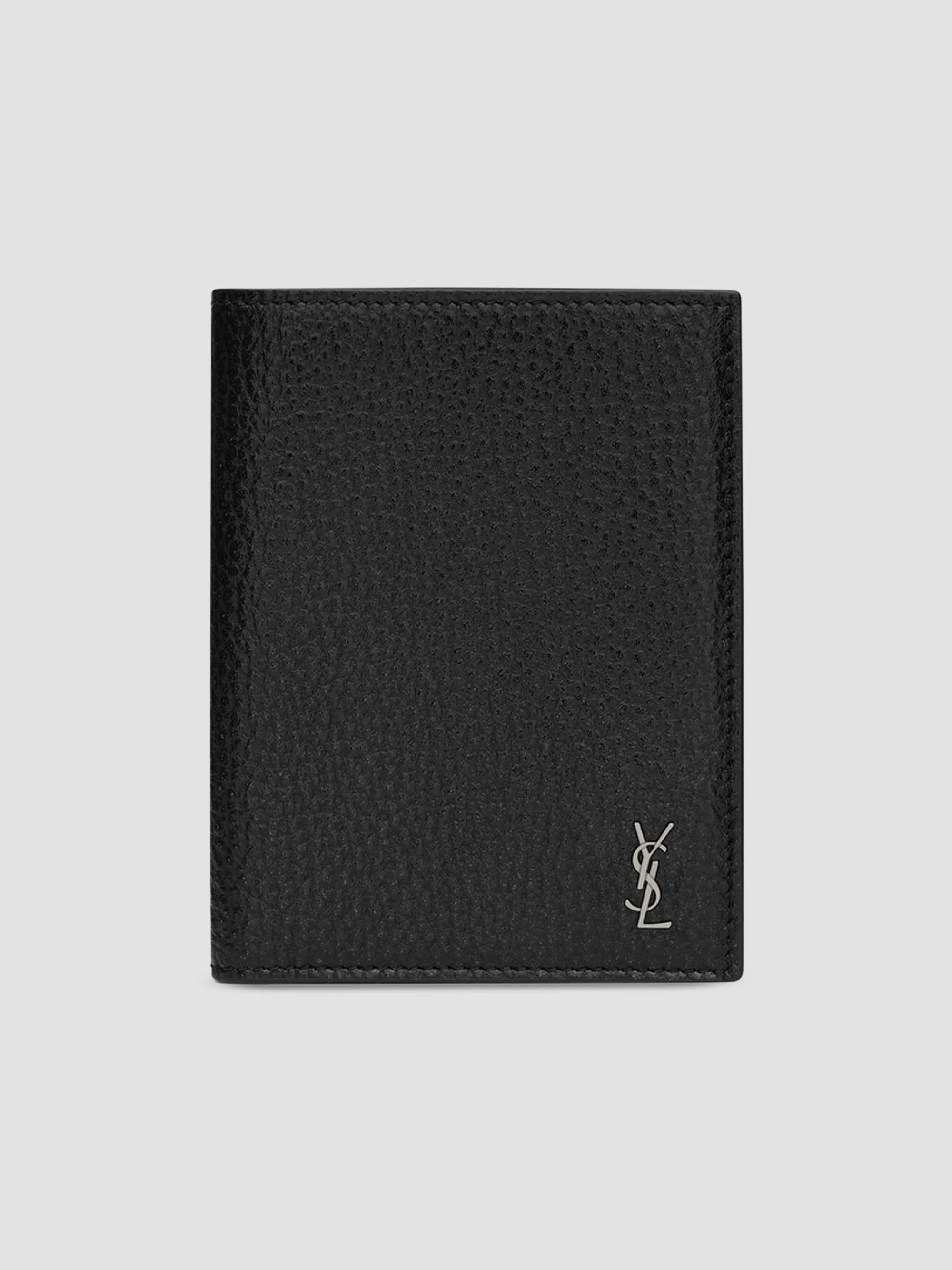Saint Laurent Tiny Cassandre Credit Card Wallet in Matte Leather