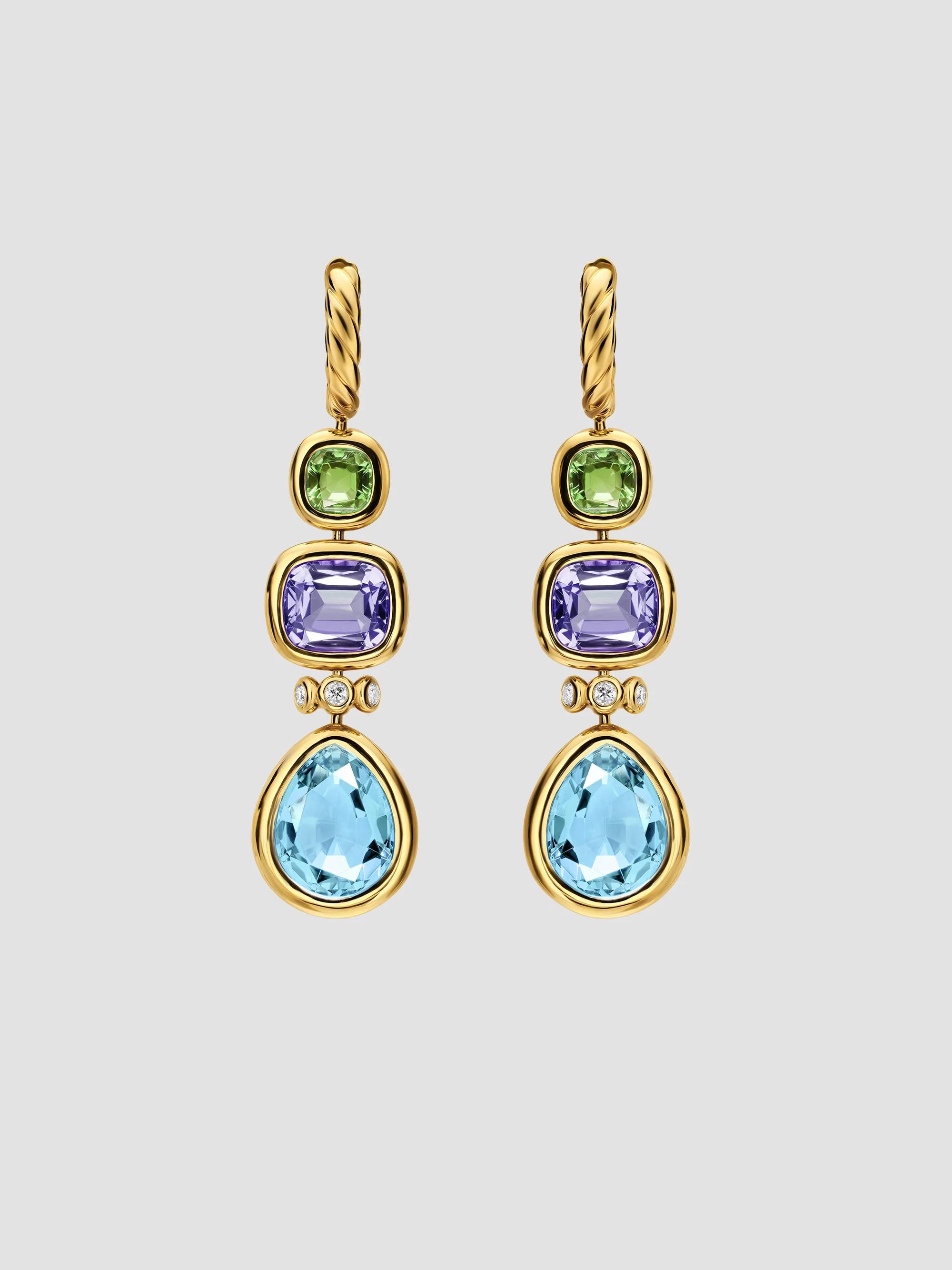 David Yurman Women's DY Mercer Statement Stone Drop Earrings in 18K Yellow Gold - Sky Blue Topaz