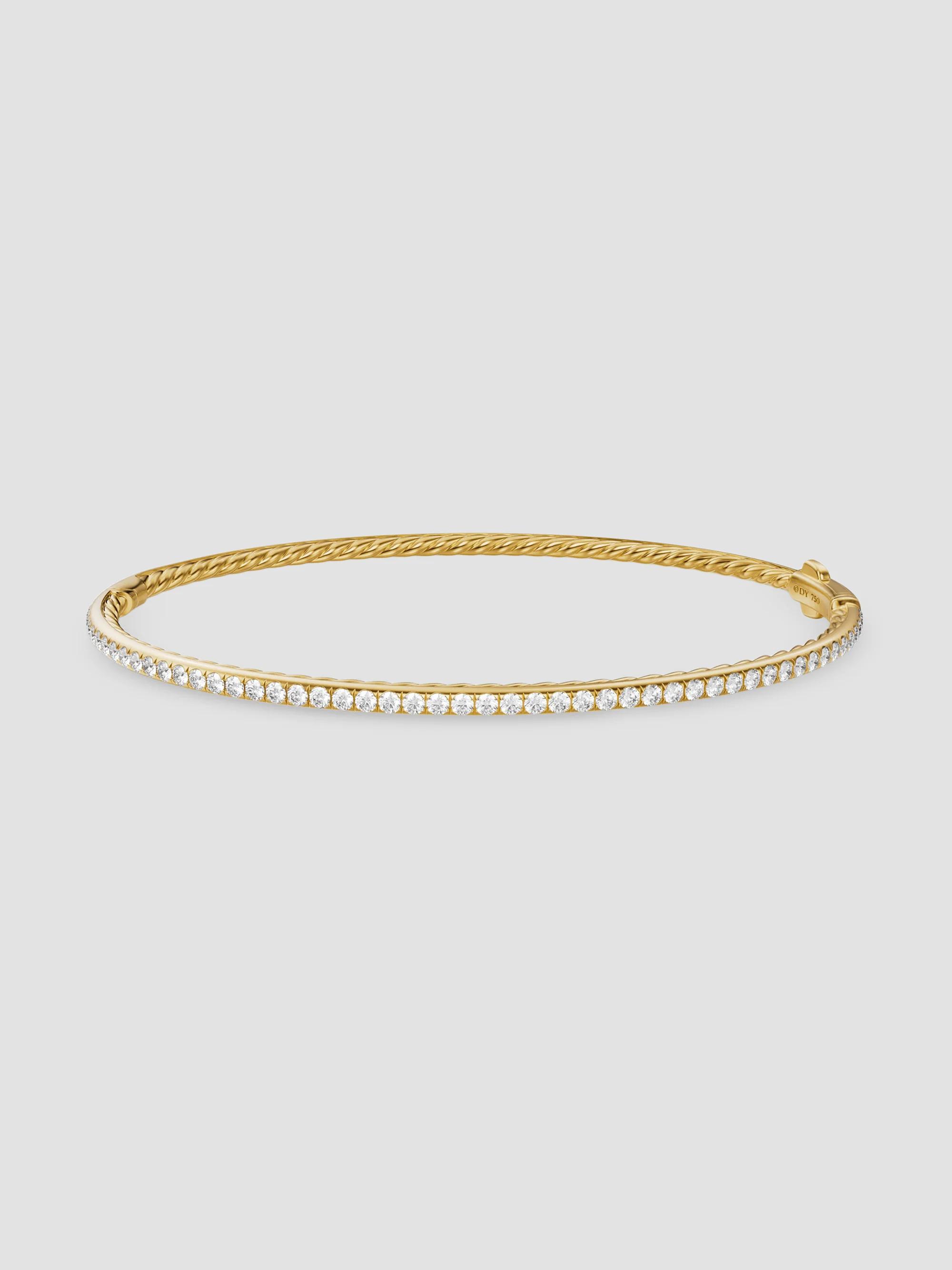 David Yurman Women's Micro Pavé Bracelet in 18K Yellow Gold - Diamond - Size Small