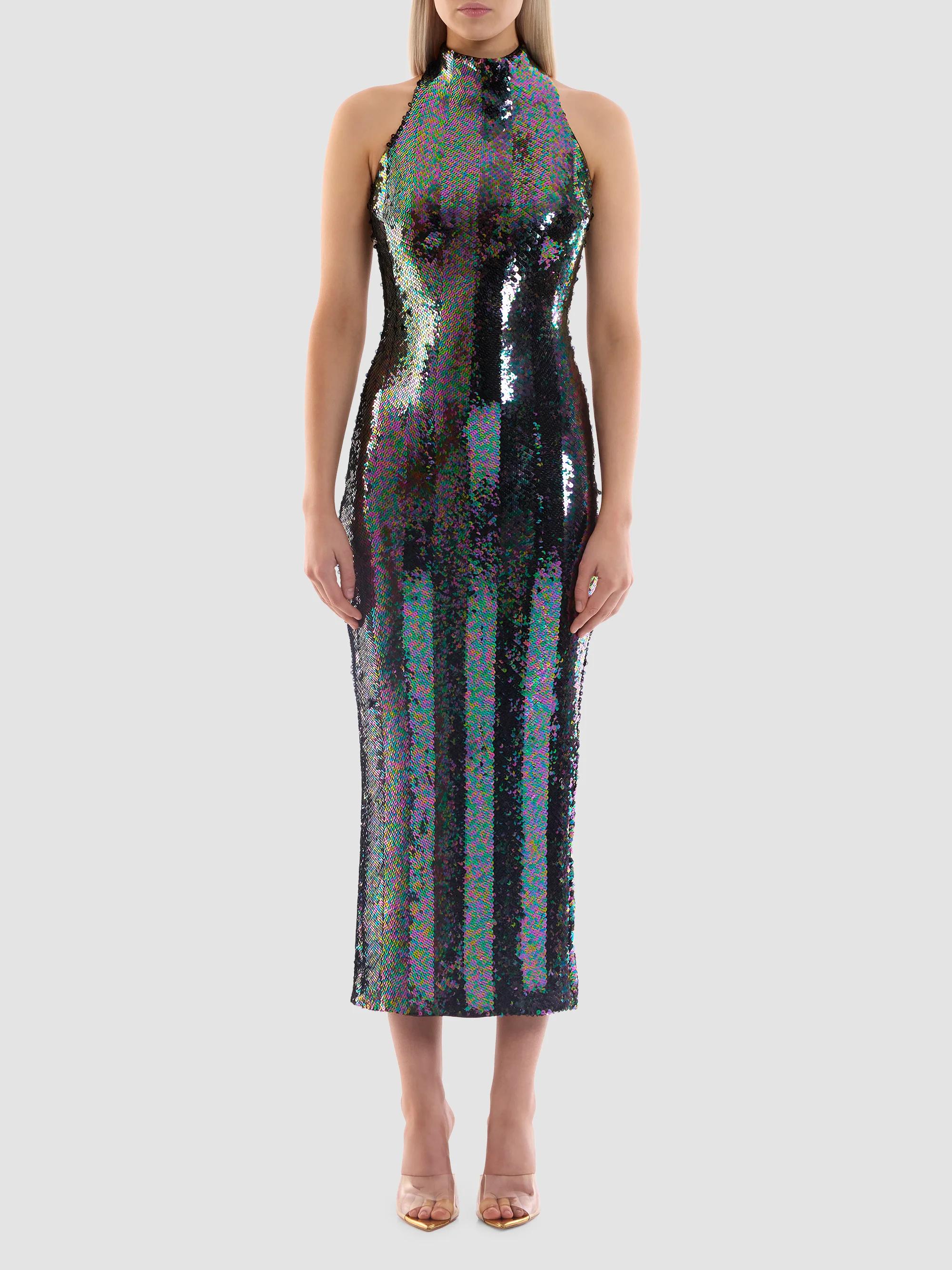 Zhivago Women's Mirage Sequined Halter Midi Dress | Thumbnail 2