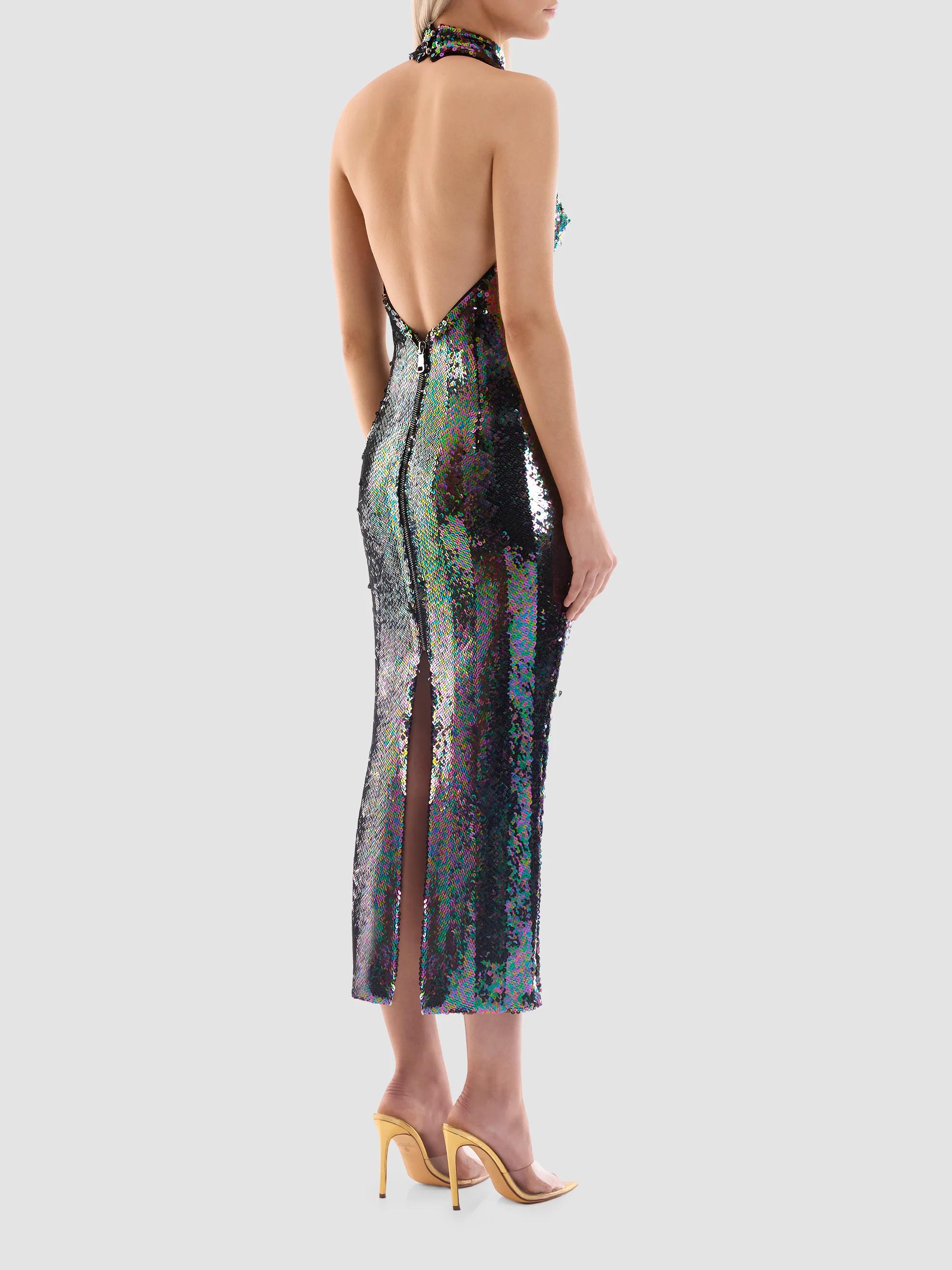 Zhivago Women's Mirage Sequined Halter Midi Dress | Thumbnail 3