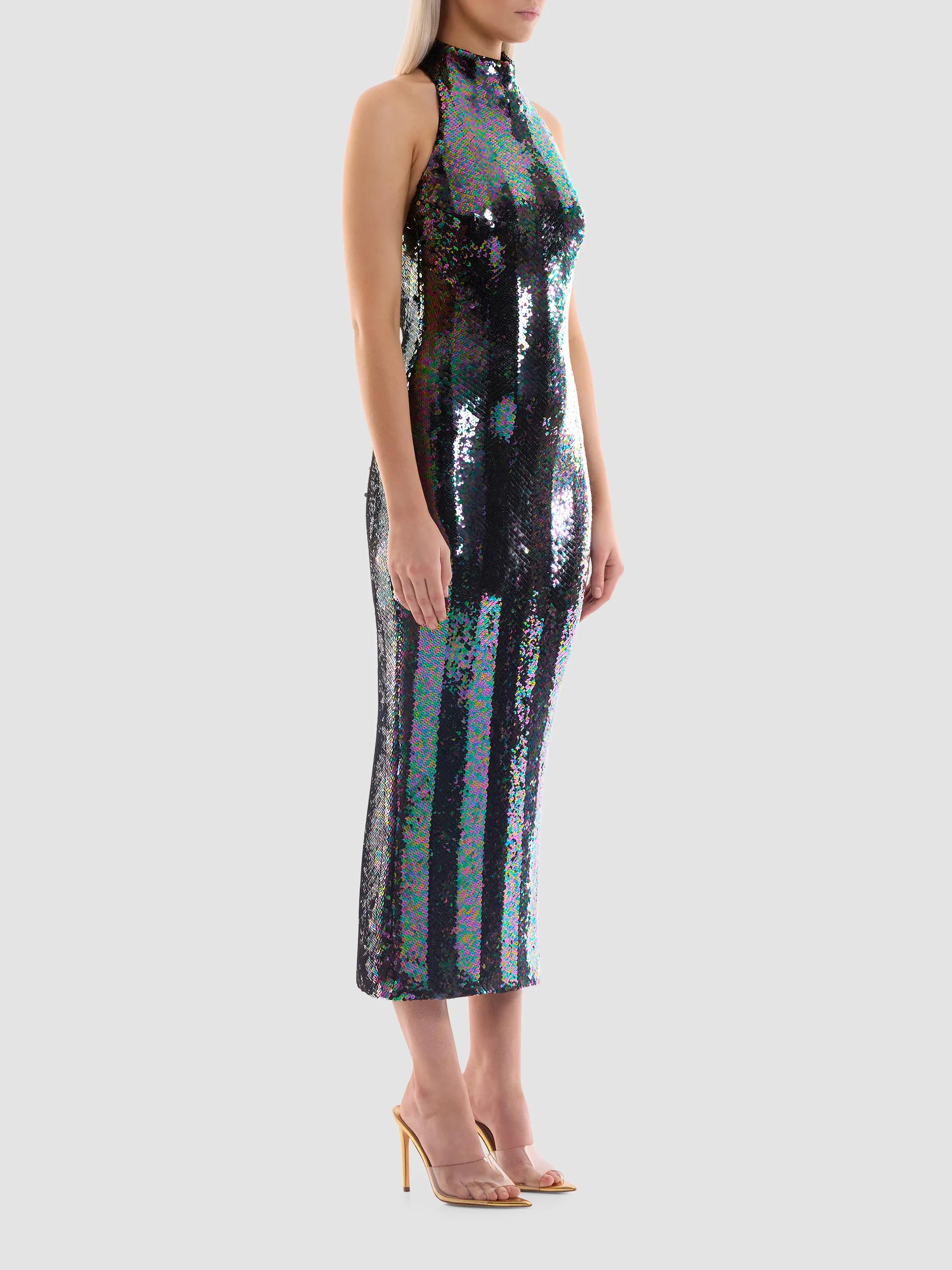 Zhivago Women's Mirage Sequined Halter Midi Dress | Thumbnail 4