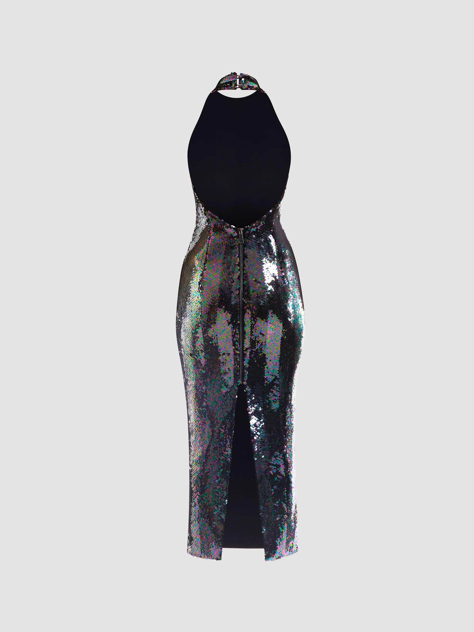 Zhivago Women's Mirage Sequined Halter Midi Dress | Thumbnail 5