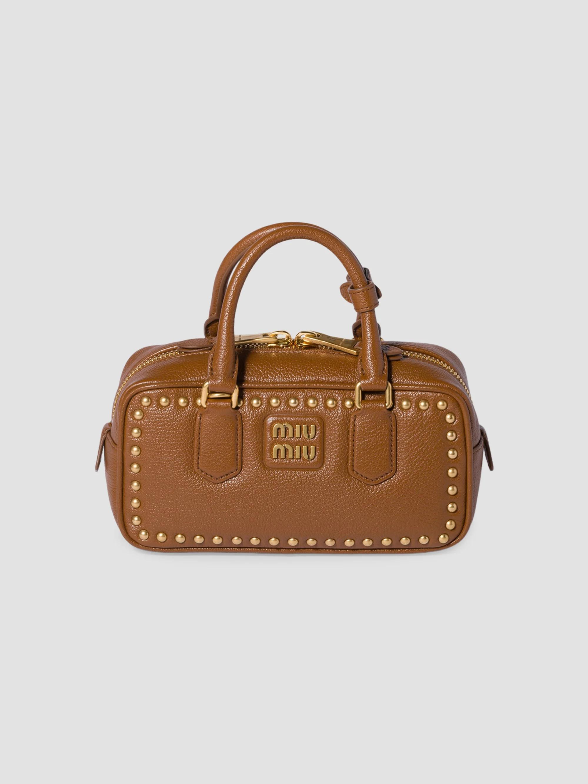 C889 キティ ミ・◦・ミ Miu Miu Arcadie Leather Top Handle Bag | Saks Fifth Avenue