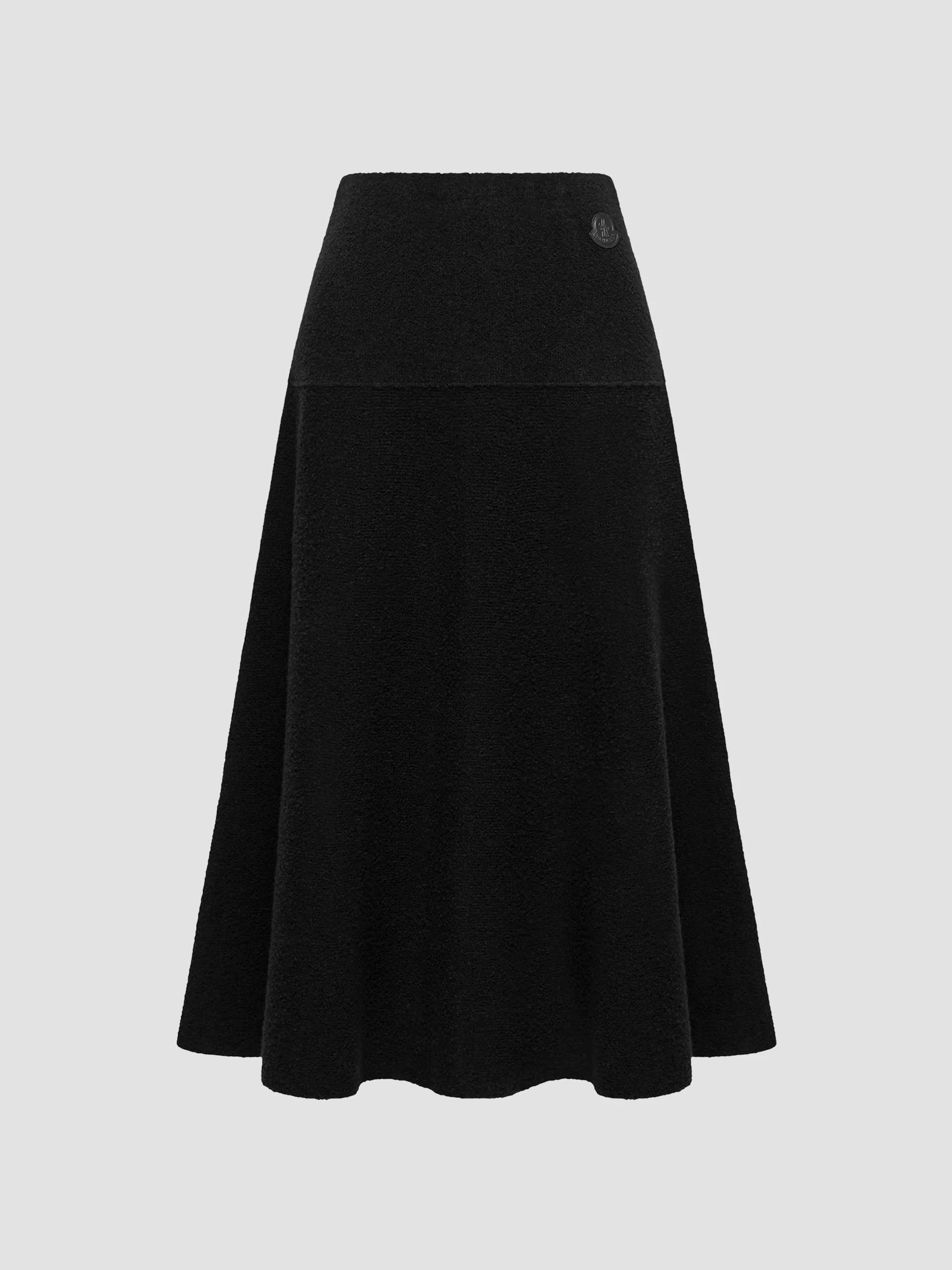 Moncler Women's Midi Skirt in Boucle Wool Blend - Black - Size Medium