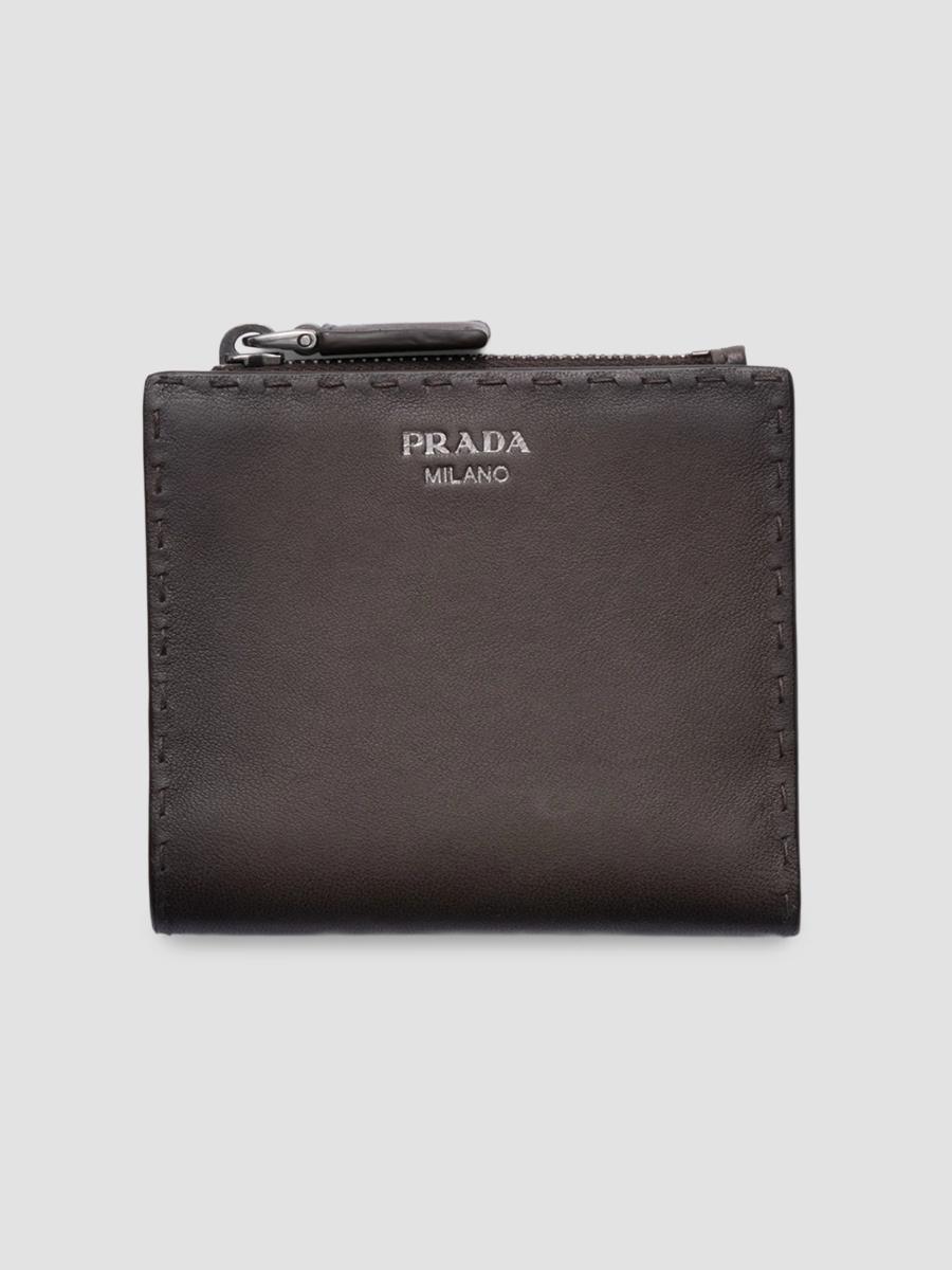 Prada Men's Small Leather Wallet In Brown