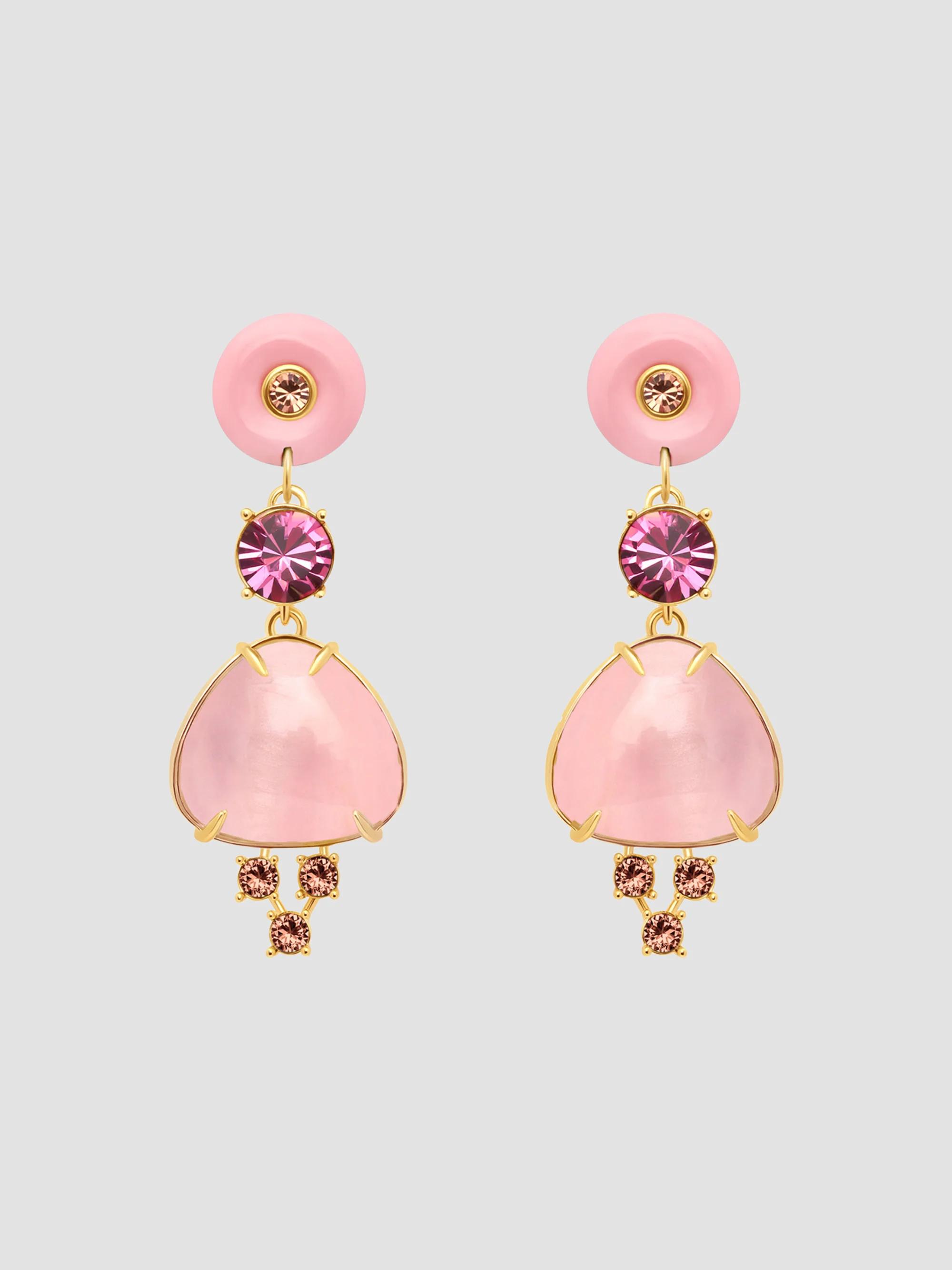 Oscar de la Renta Women's 24K-Gold-Plated, Resin & Glass Crystal Drop Earrings - Light Pink