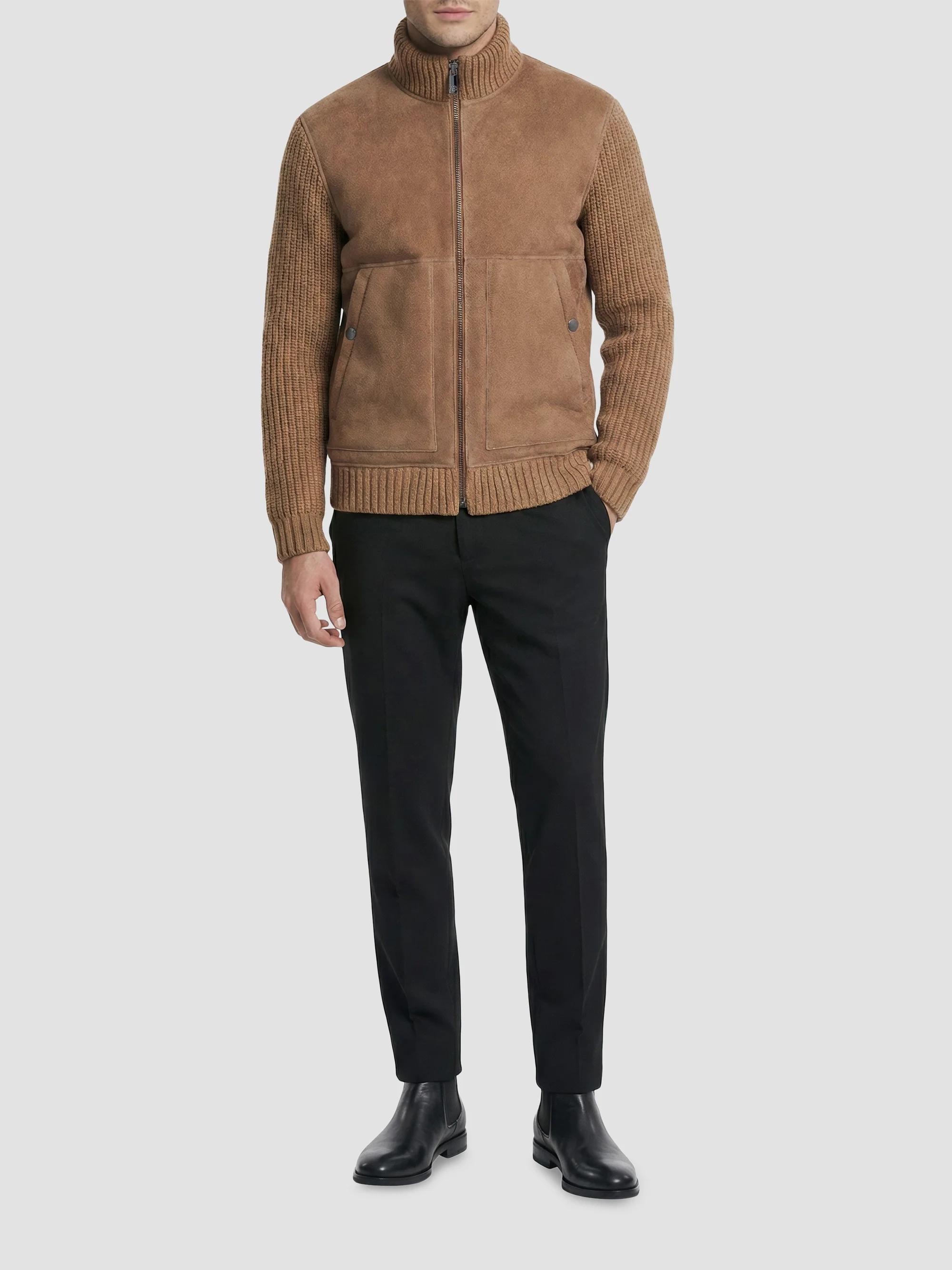 Gorski Merino Shearling Lamb Jacket with Knit Sleeves and Hem