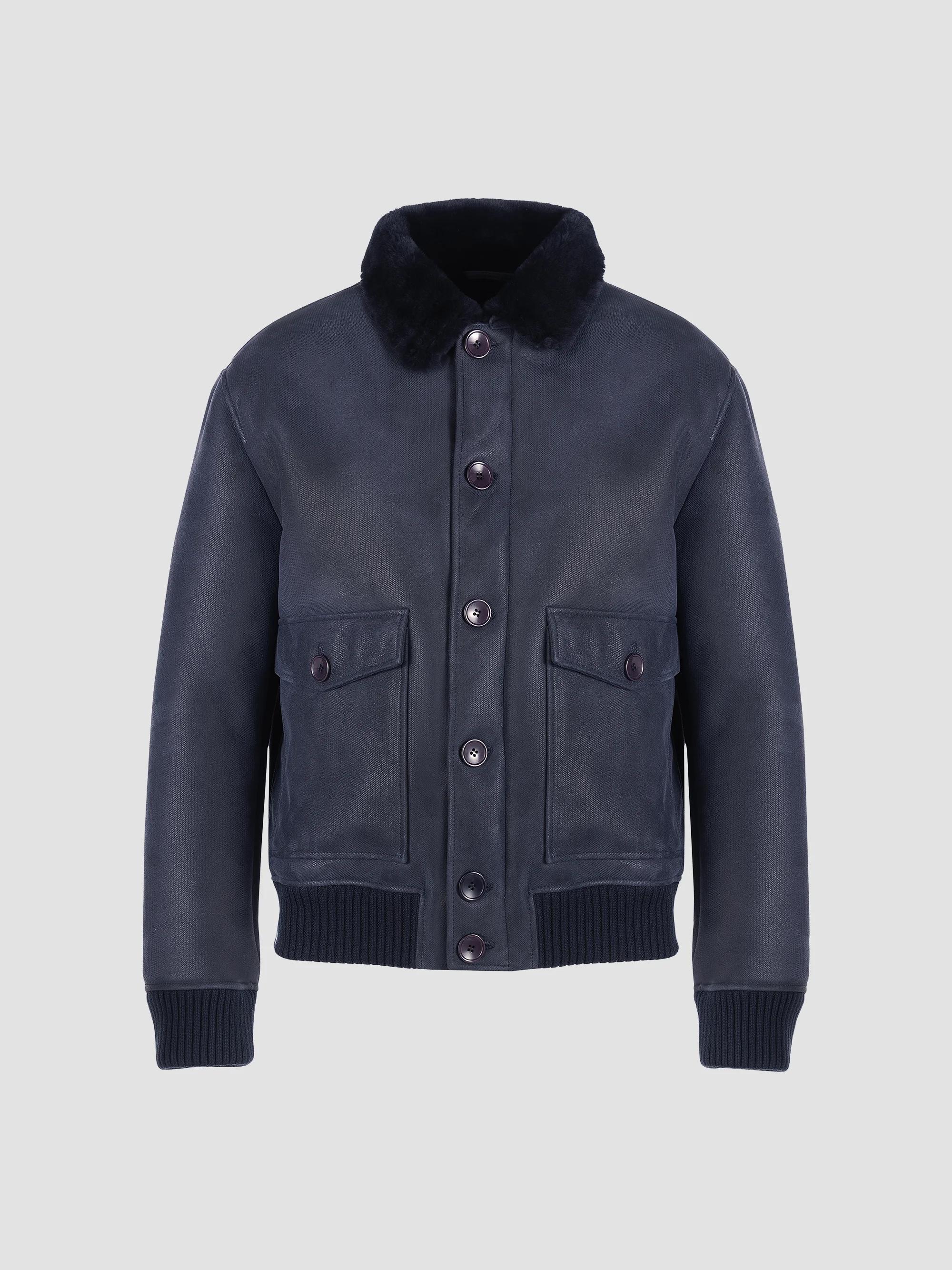 Gorski Merino Shearling Lamb Jacket with Knit Sleeves and Hem