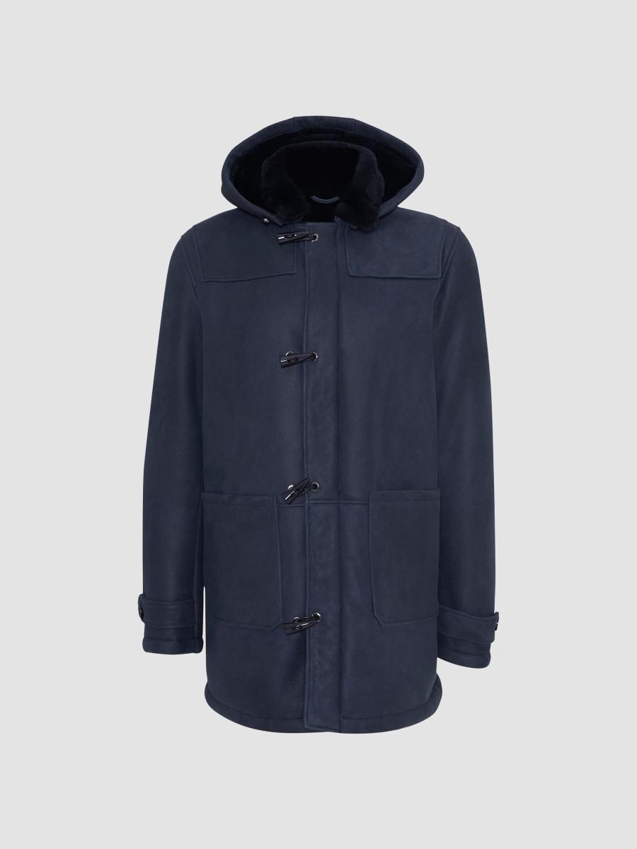 Gorski Men's Embossed Merino Shearling Lamb Jacket In Navy